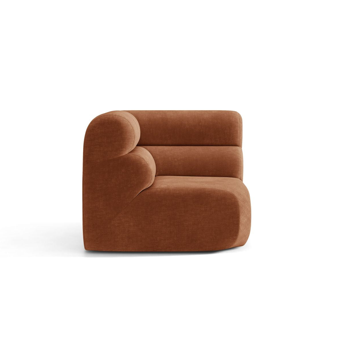 Modulares Sofa NEO - Eckmodul aus ziegelrotem Chenille