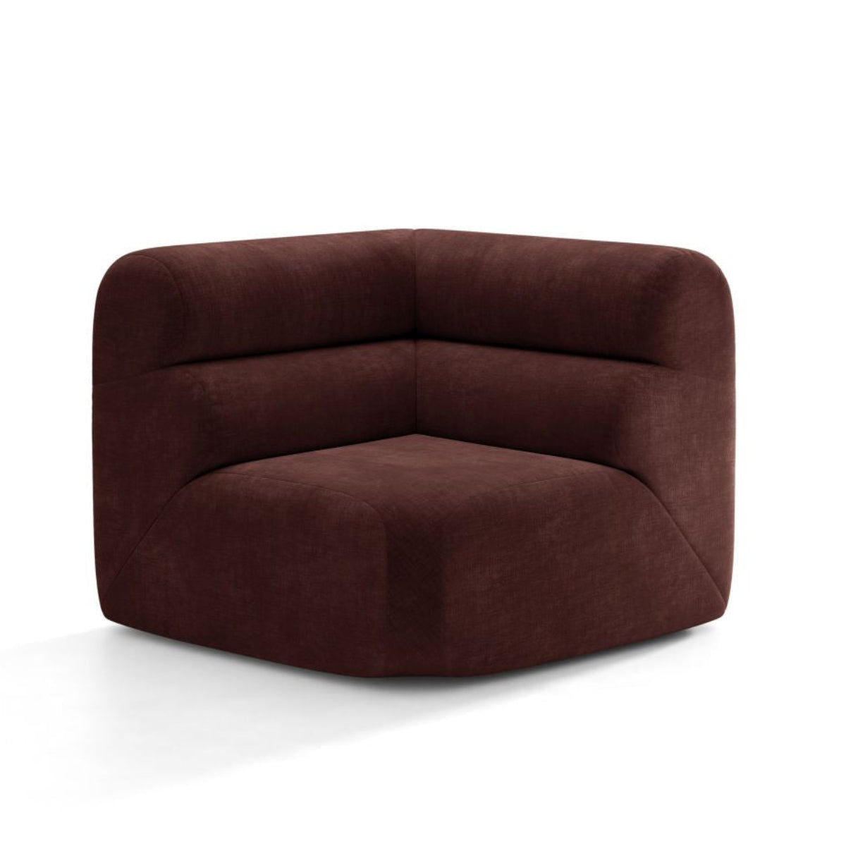 Modulares Sofa NEO - Eckmodul in kirschrotem Chenille
