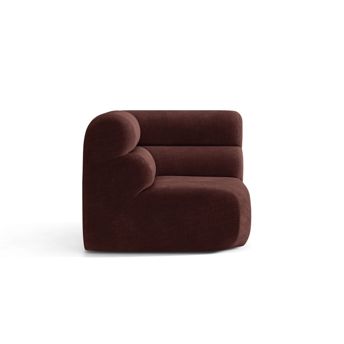 Modulares Sofa NEO - Eckmodul in kirschrotem Chenille