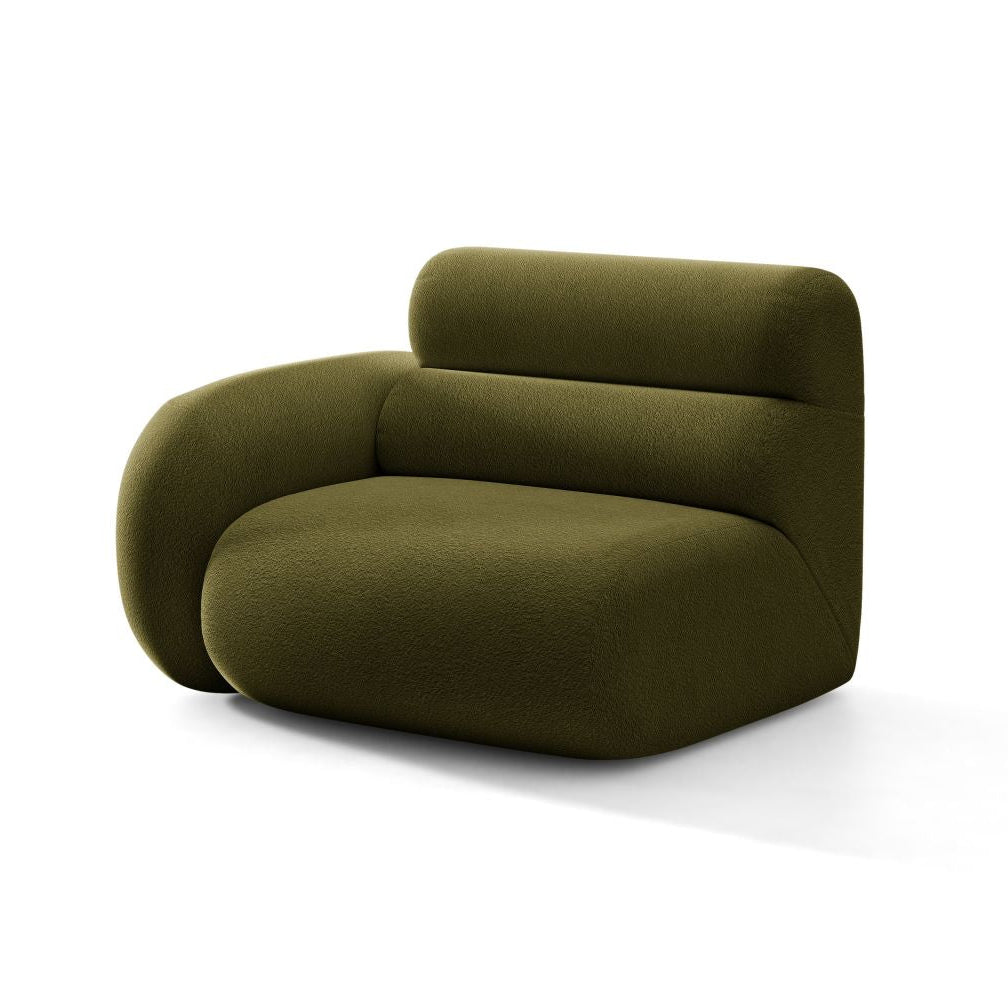 Modulares Sofa NEO - linkes Modul in olivgrünem Boucle