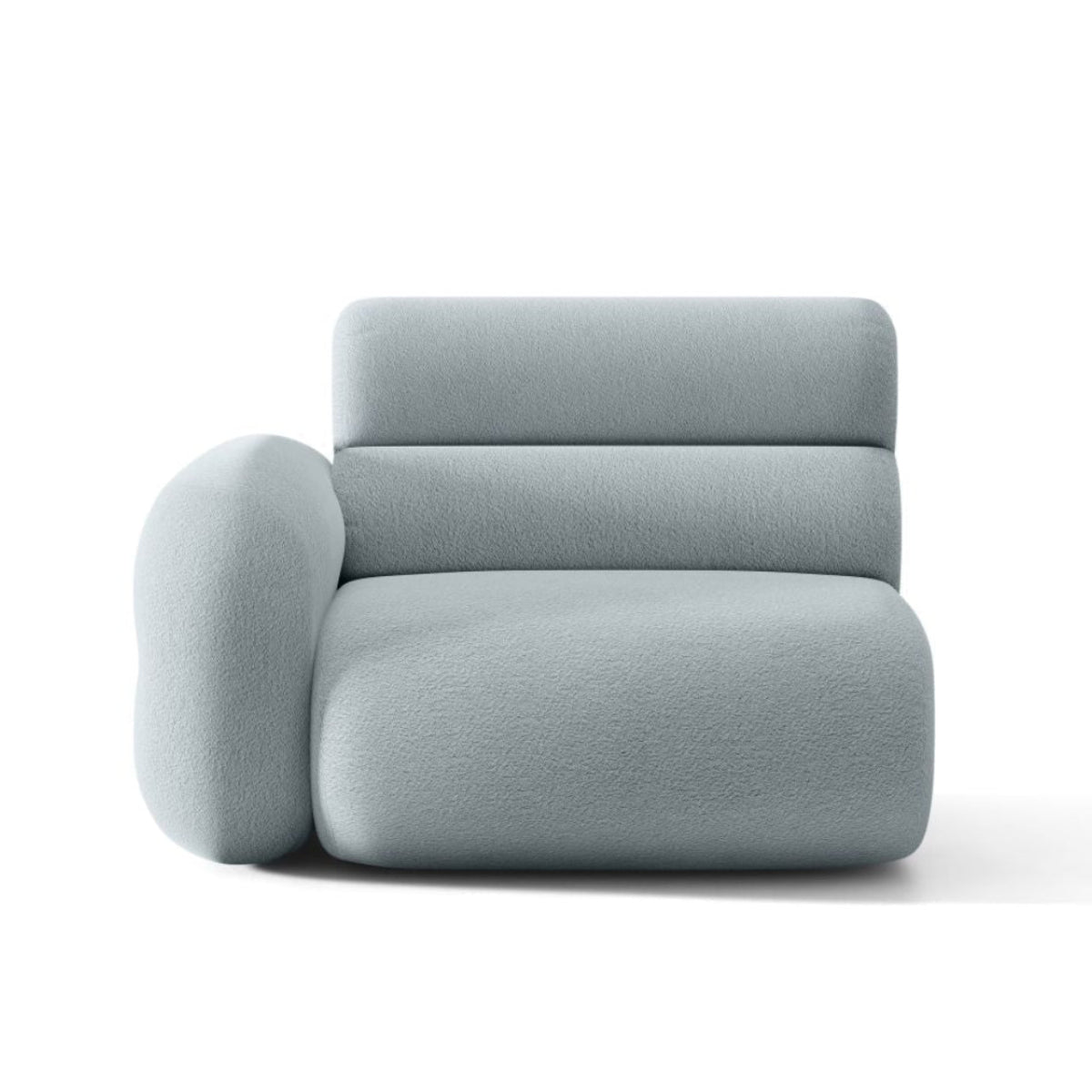 Modulares Sofa NEO - linkes Modul in himmelblauem Boucle