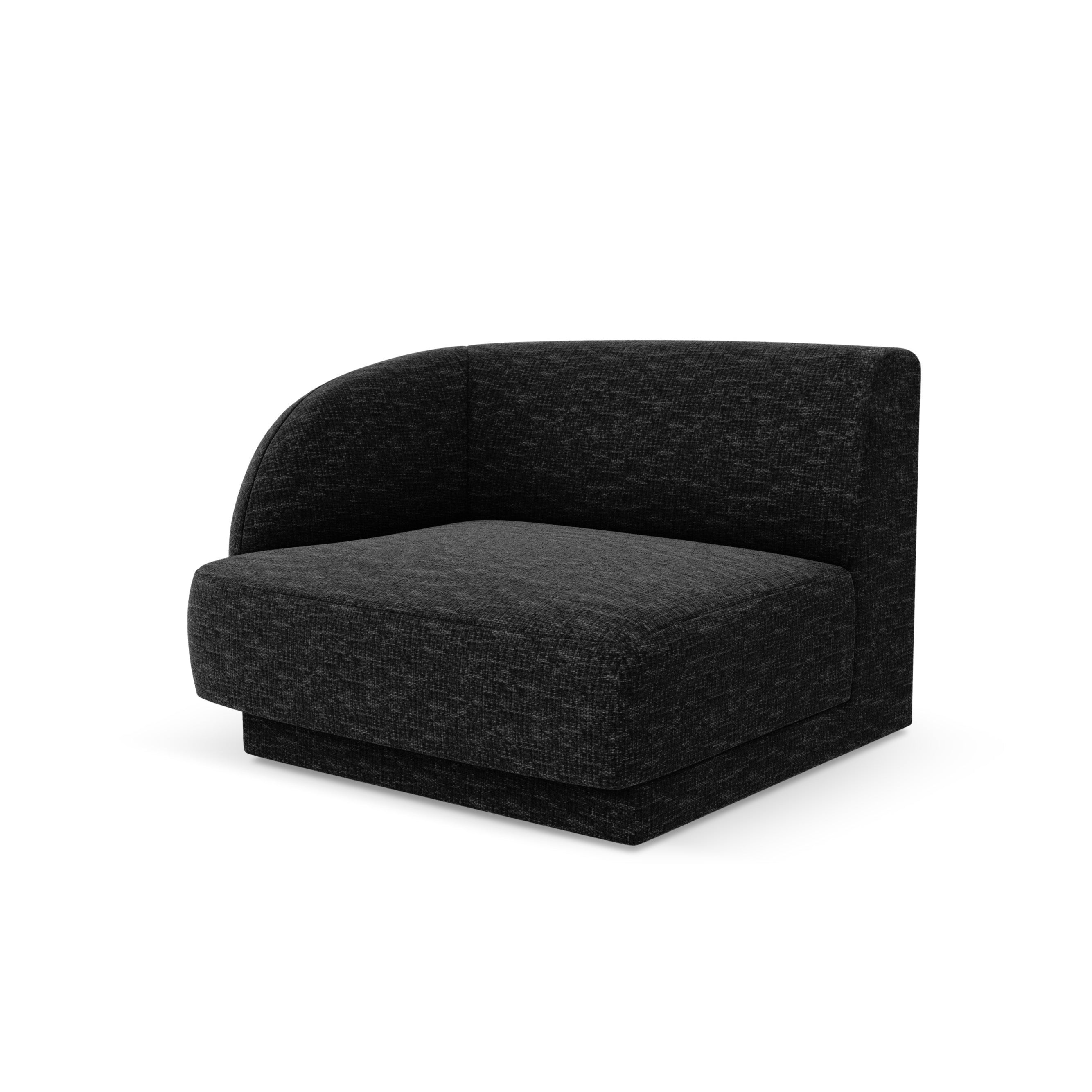 Modulsofa MILEY - linkes Modul aus schwarzem, seidig schimmerndem Chenille