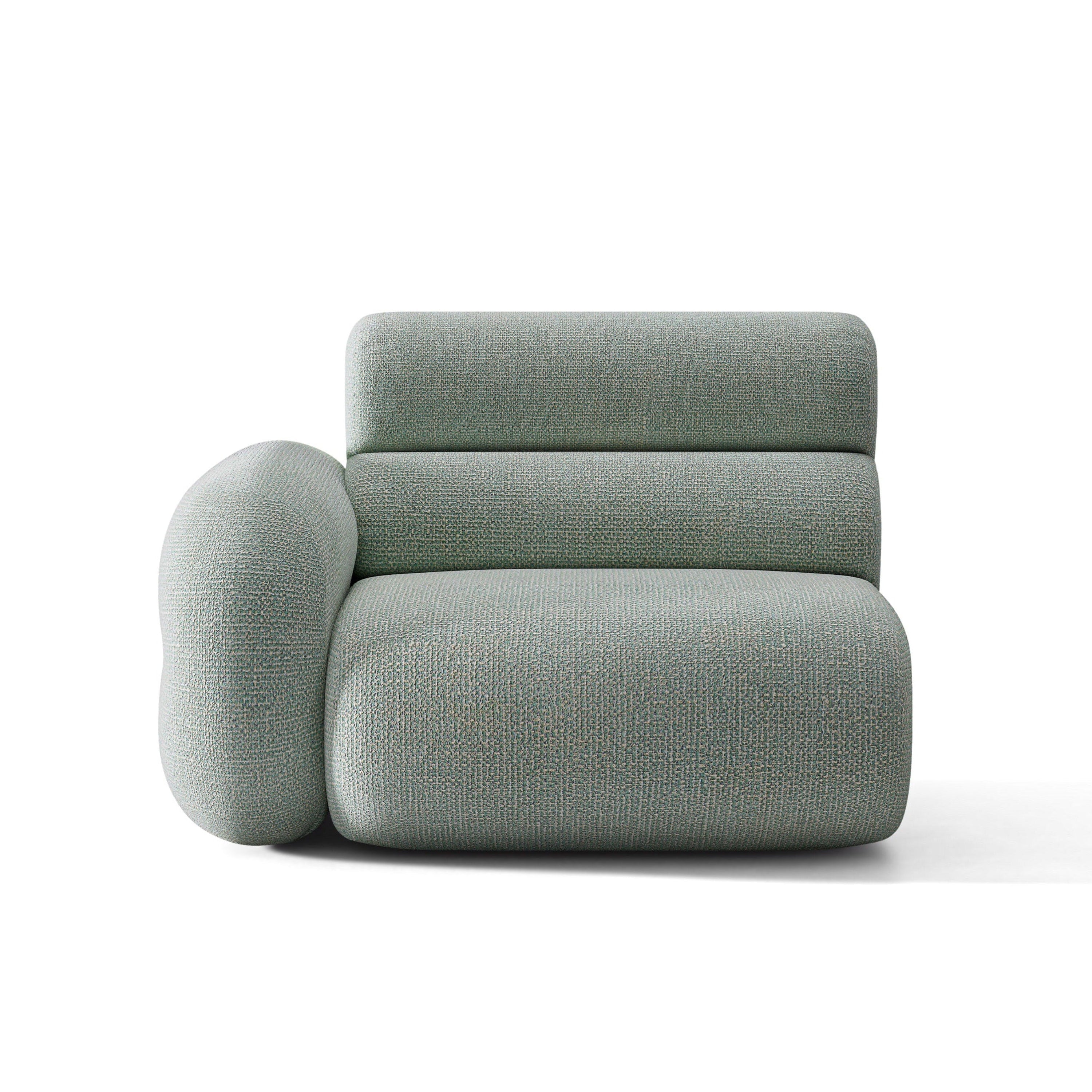 Modulares Sofa NEO - linkes Modul in blauer Melange