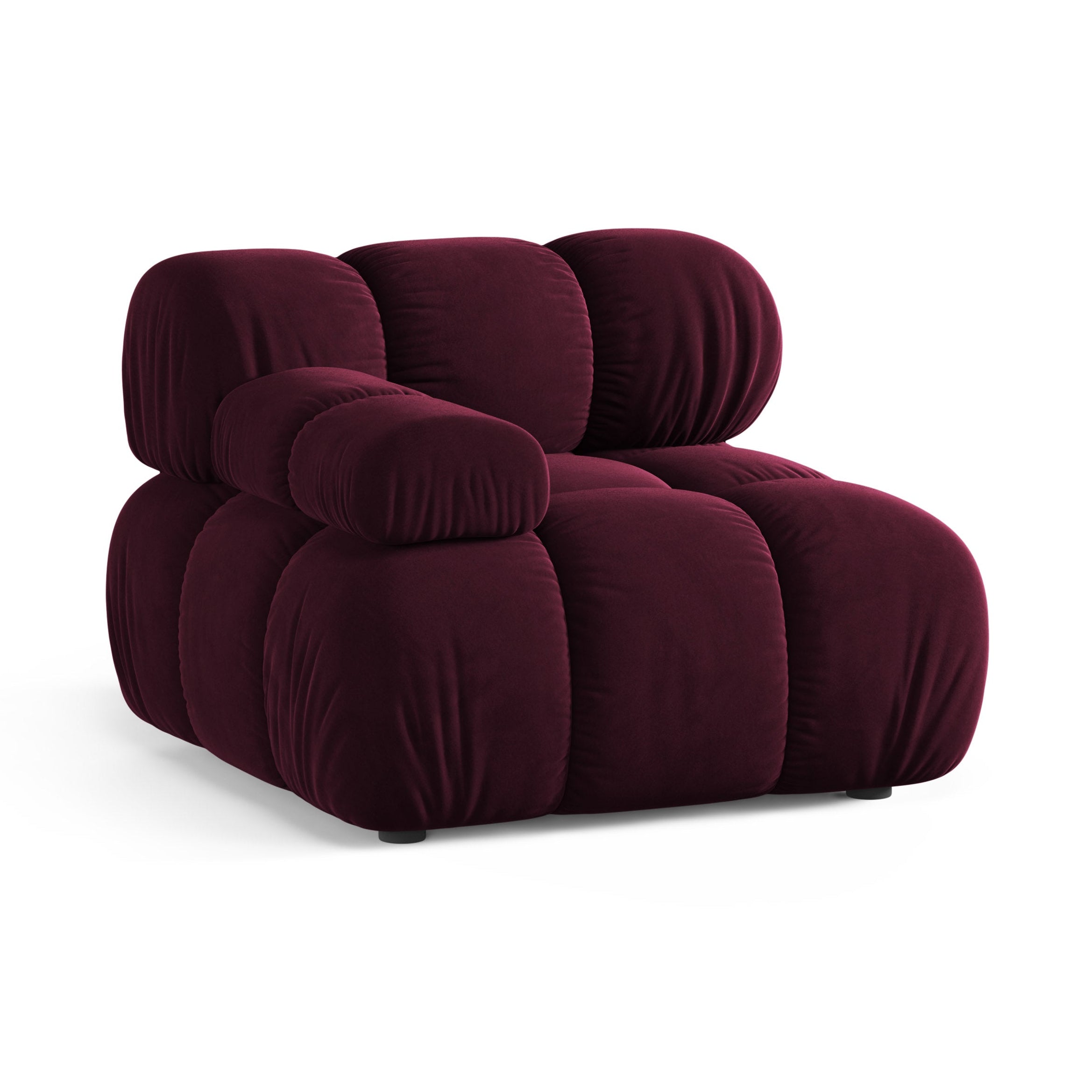 Modulares Sofa BELLIS - linkes Modul aus burgunderfarbenem Samt