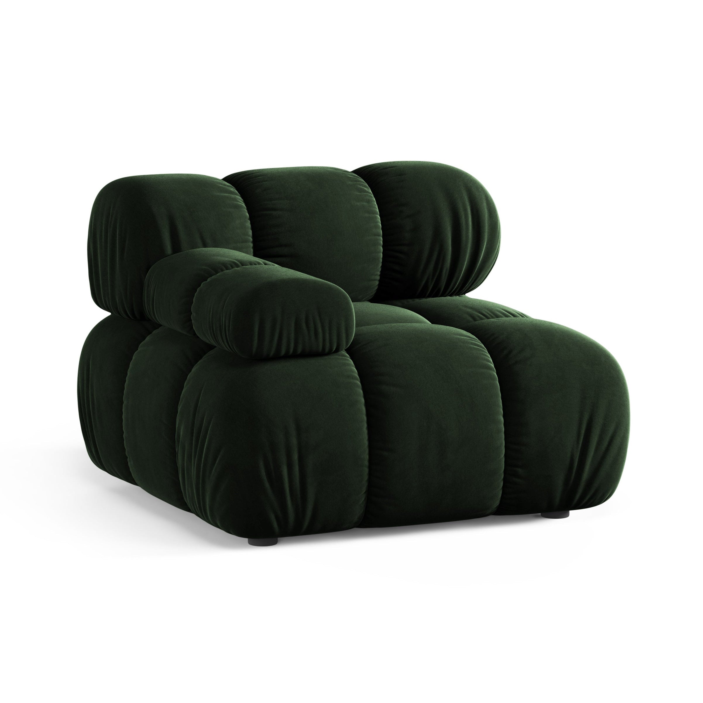 Modulares Sofa BELLIS - linkes Modul in Flaschengrün aus Samt