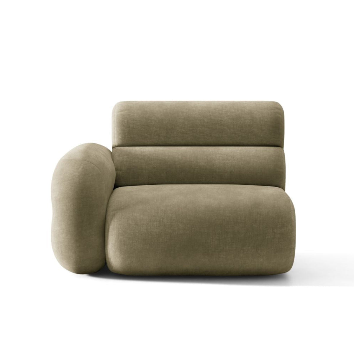 Modulares Sofa NEO - linkes Modul in olivgrünem Chenille