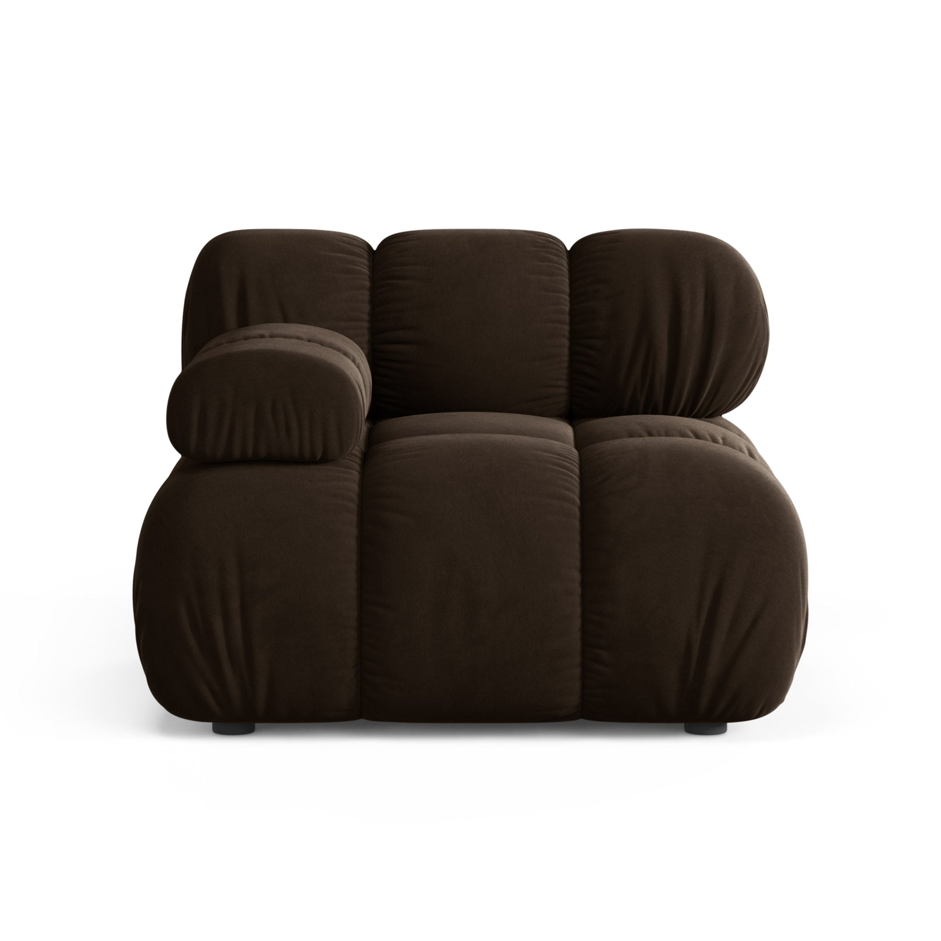 Modulares Samtsofa BELLIS - linkes Modul in Schokoladenfarbe