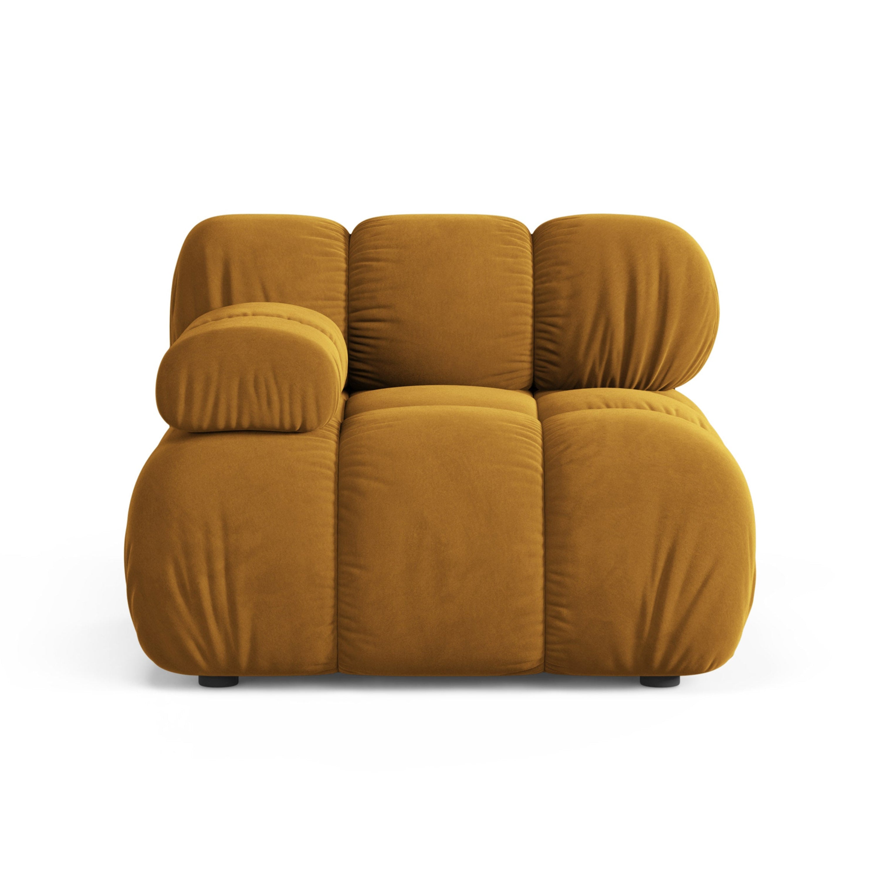 Modulares Samtsofa BELLIS - linkes Modul in Senfgelb