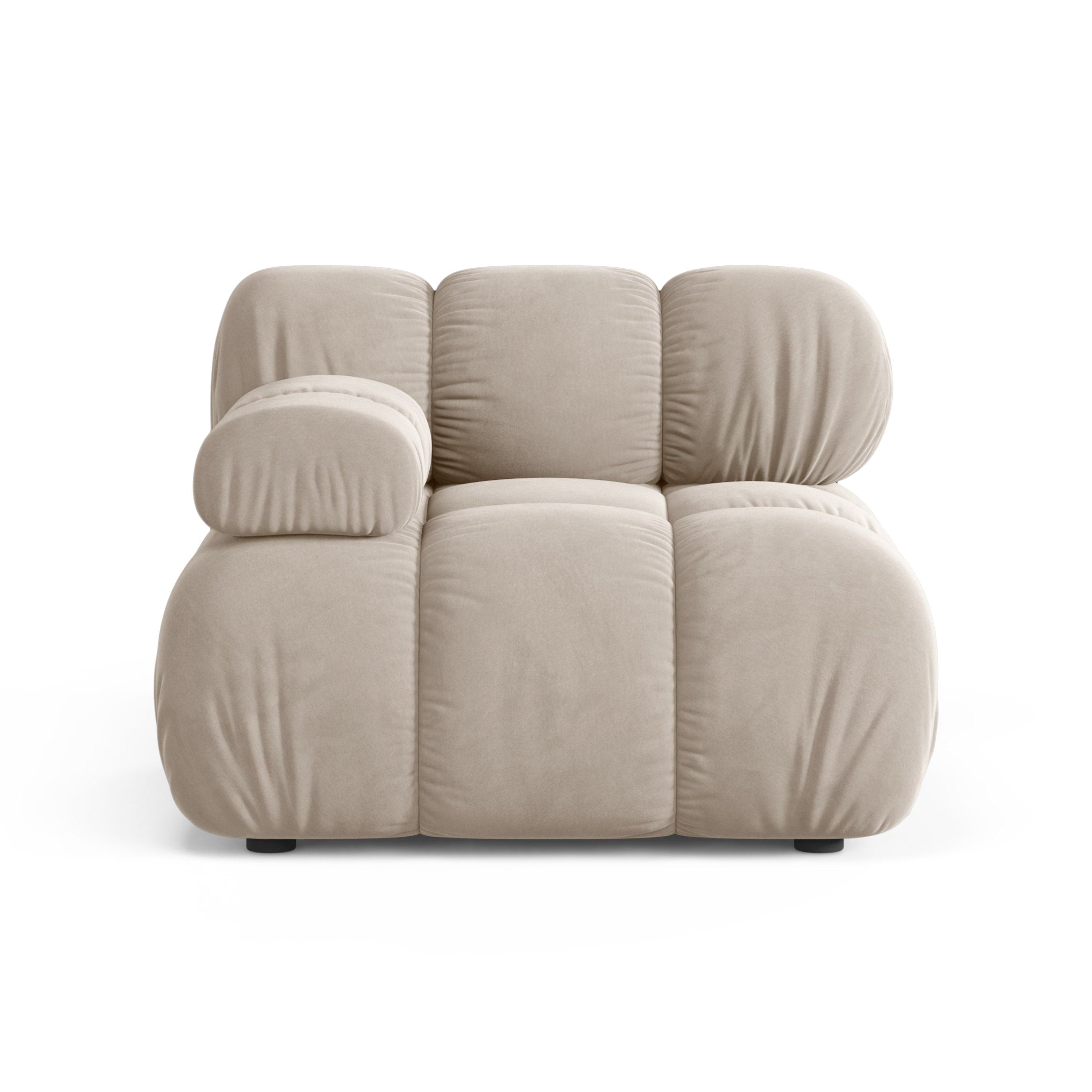 Modulares Samtsofa BELLIS - linkes Modul in Beige
