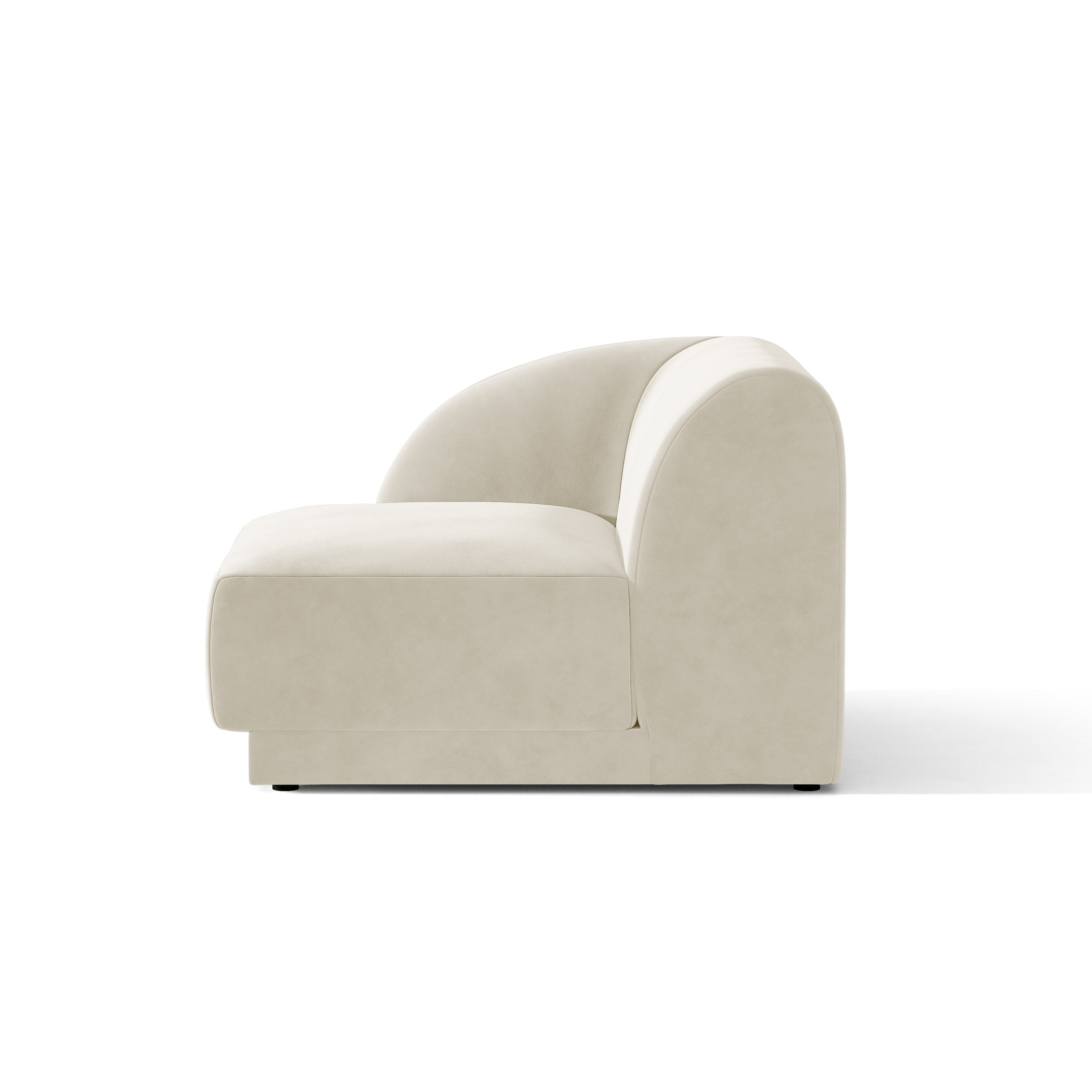 Modulares Samtsofa MILEY - linkes Modul in hellbeige