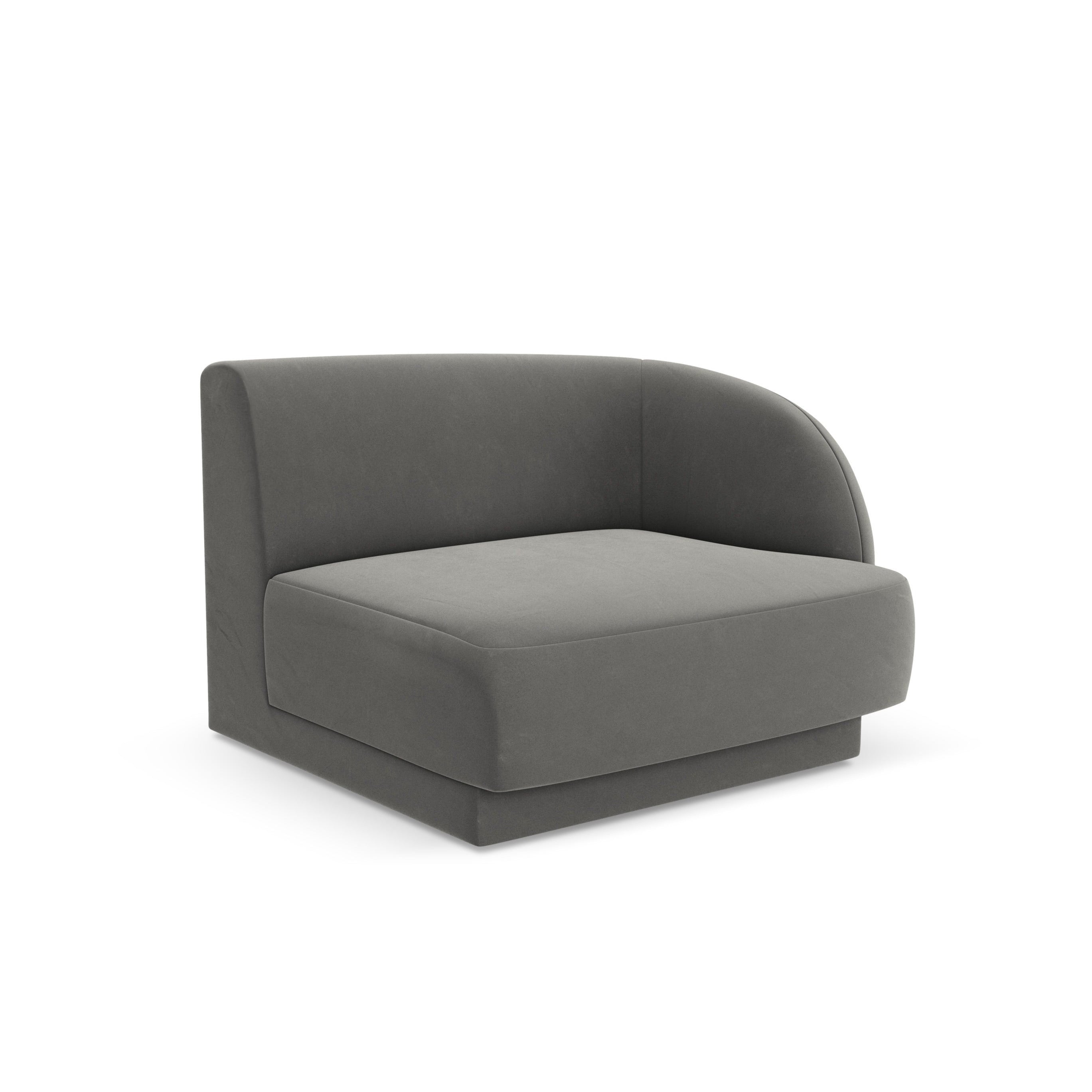 Velvet modular sofa MILEY - right-side module light gray