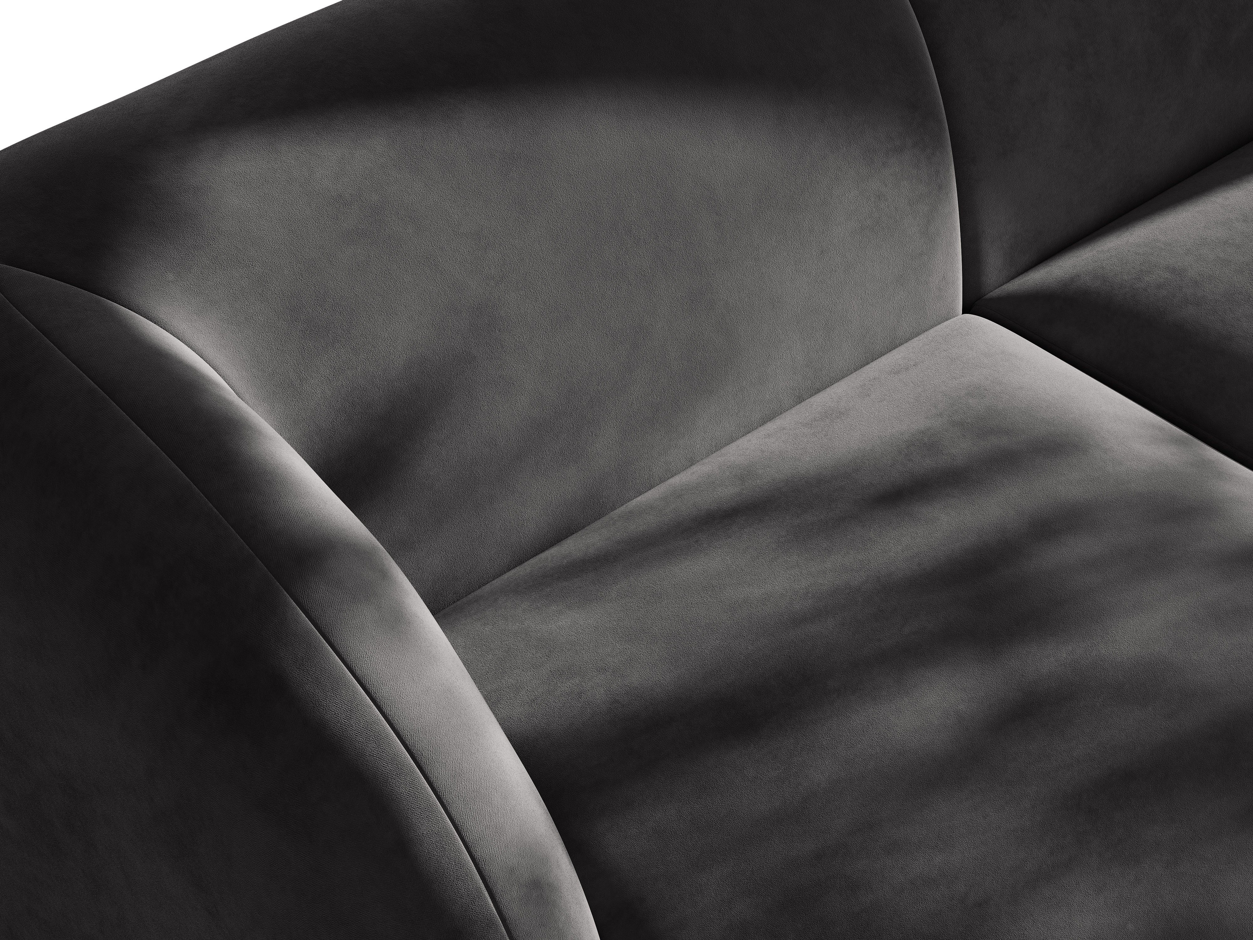 Sofa modułowa aksamitna MILEY - moduł lewostronny szary z podłokietnikami