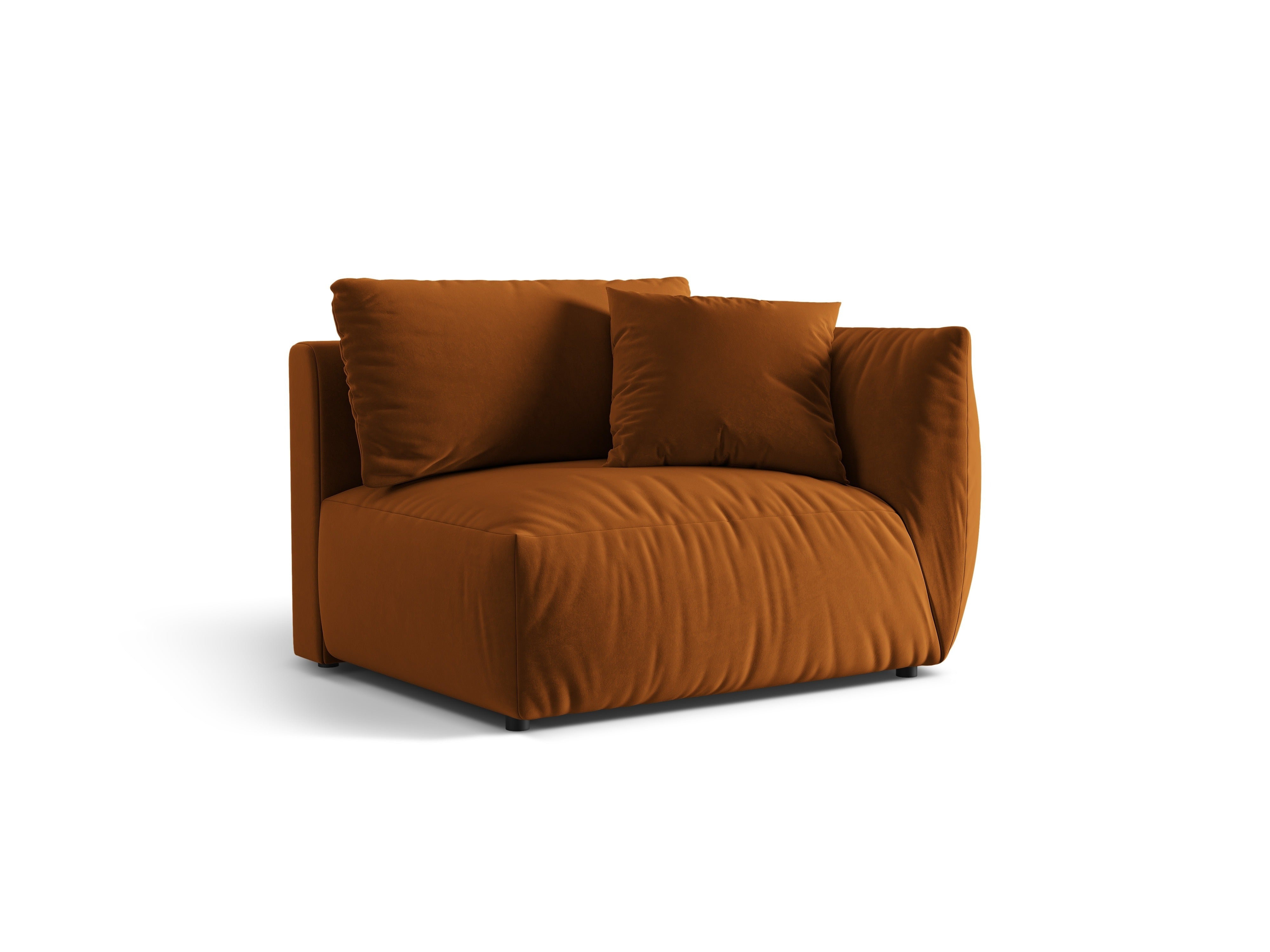 Modulares Samtsofa CHRIS - breites Element rechts in Terrakotta