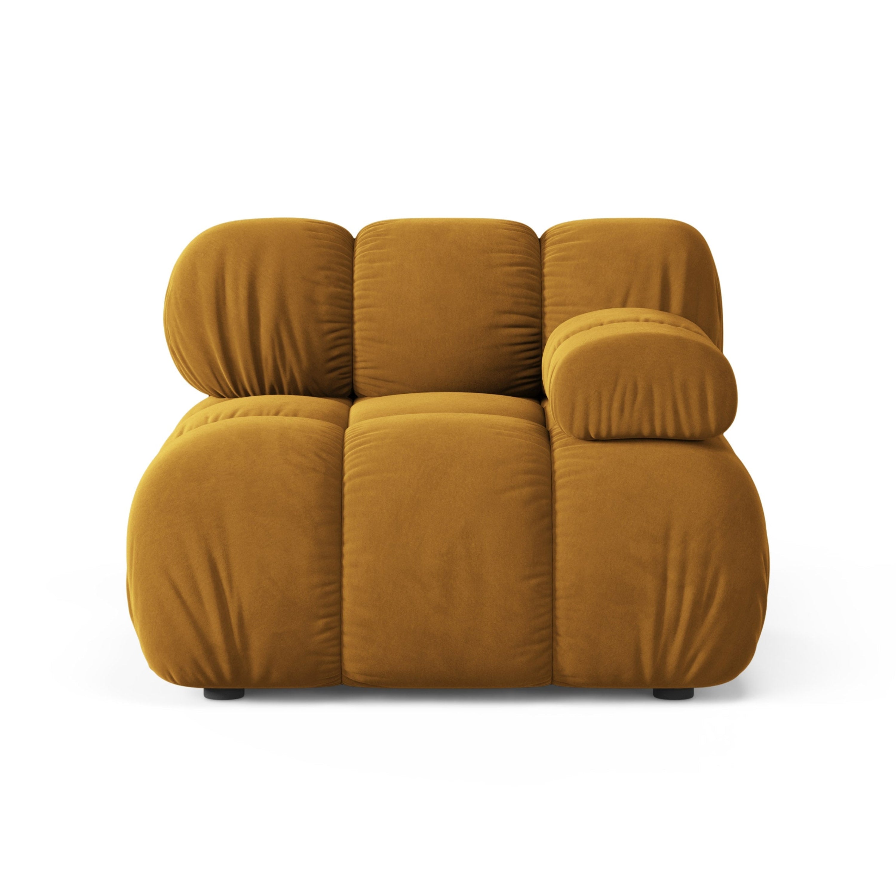Modulares Samtsofa BELLIS - rechter Modulkopf in Senfgelb