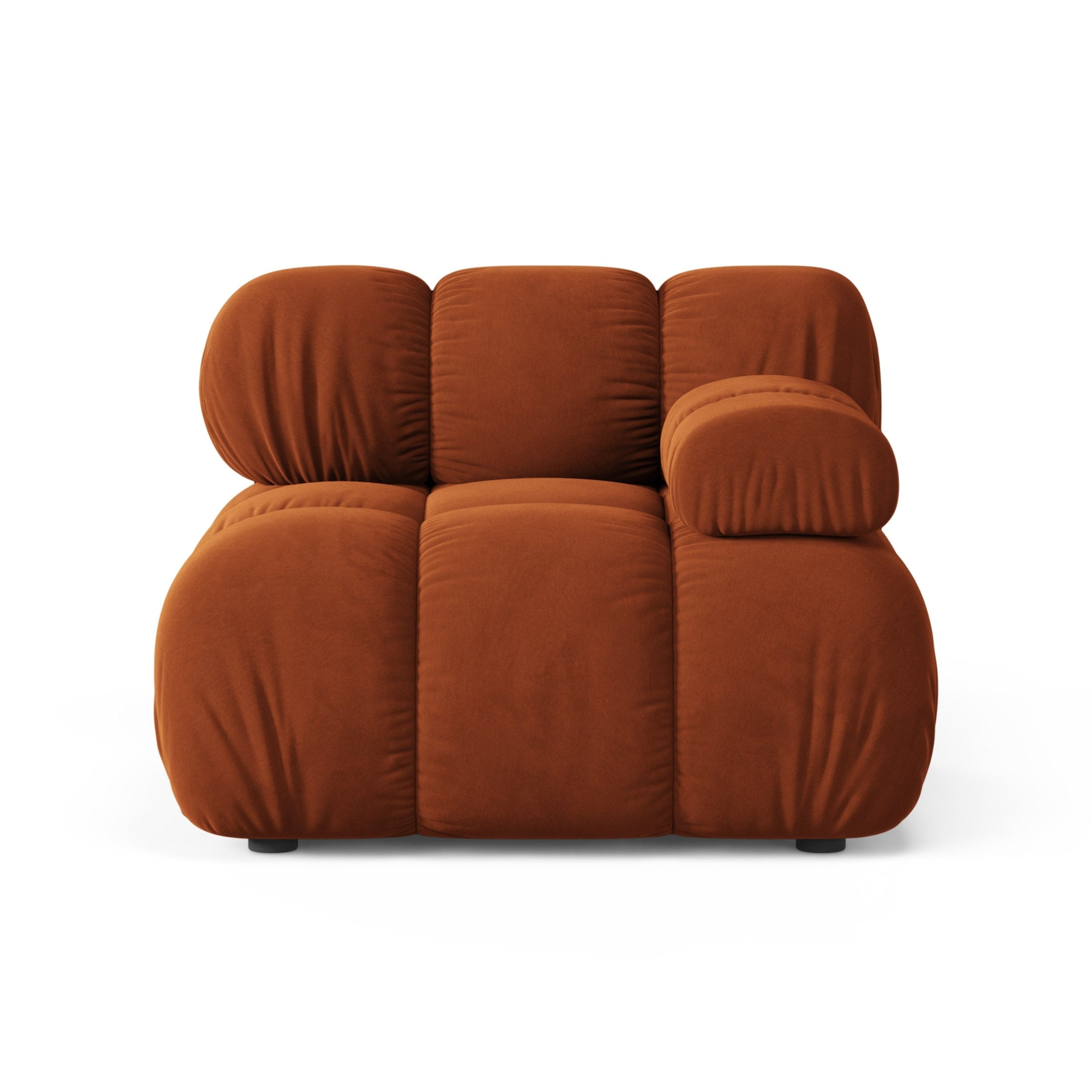 Modulares Samtsofa BELLIS - rechtes Element in Ziegelrot