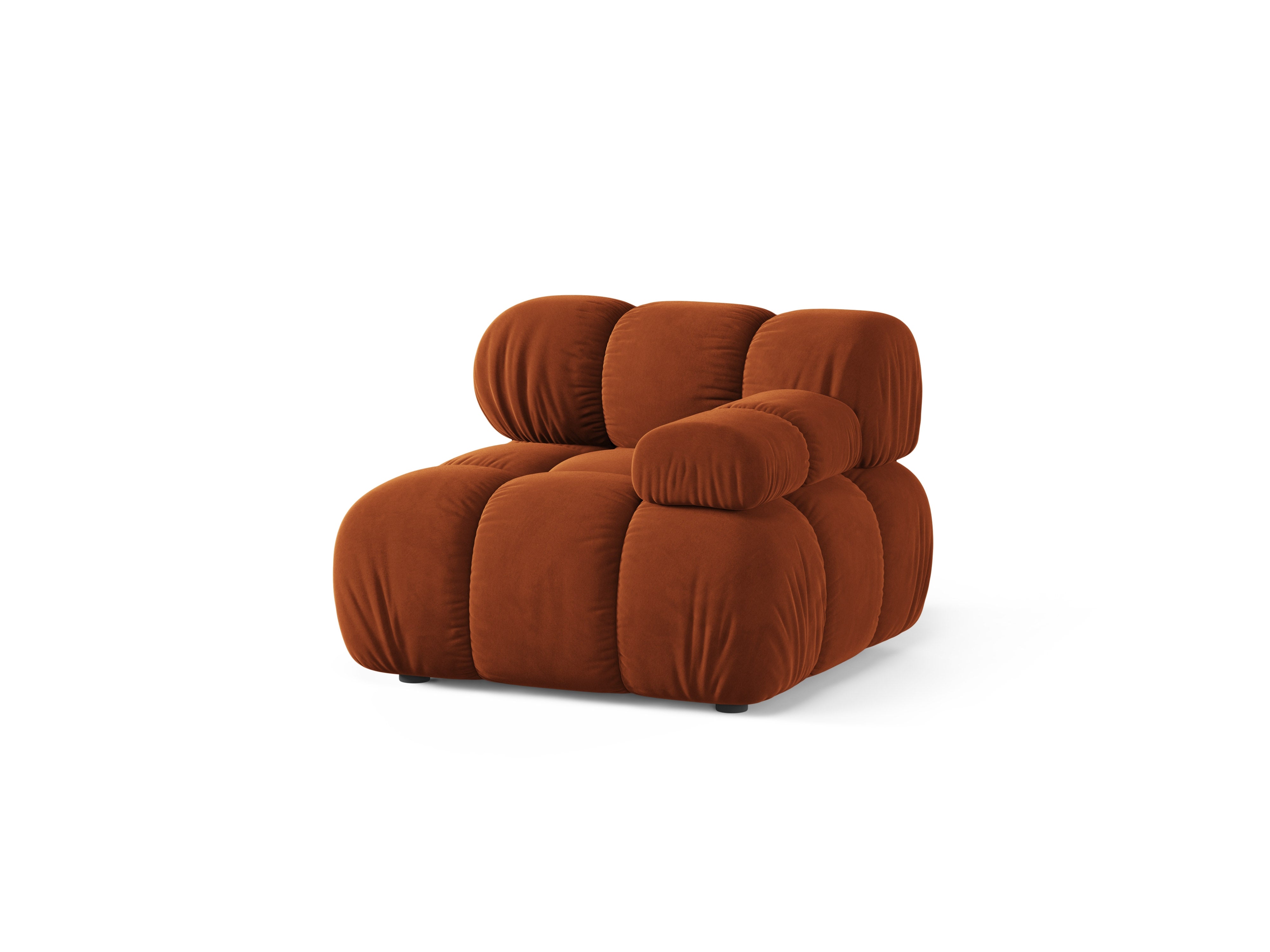 Modulares Samtsofa BELLIS - rechtes Element in Ziegelrot