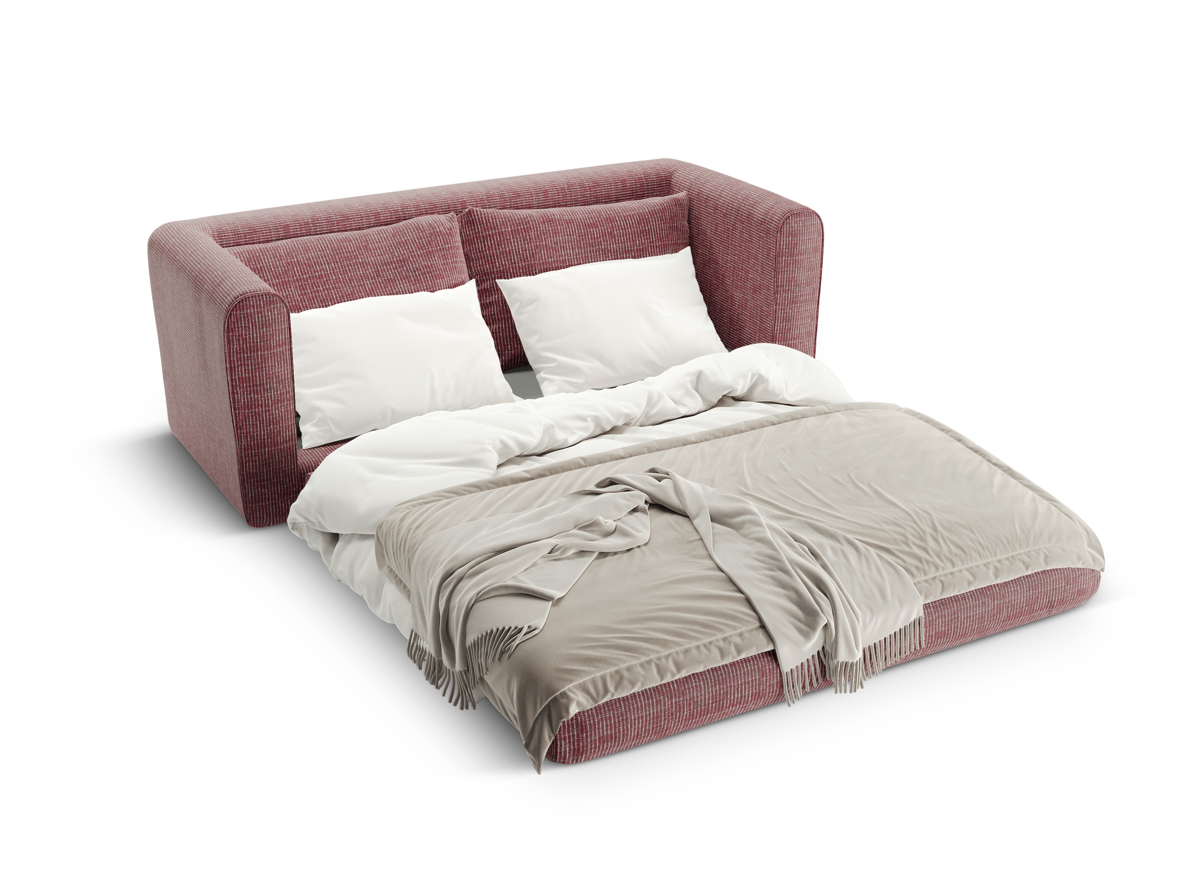 Sofa 2-Sitzer mit Schlaffunktion LIDO rot meliert