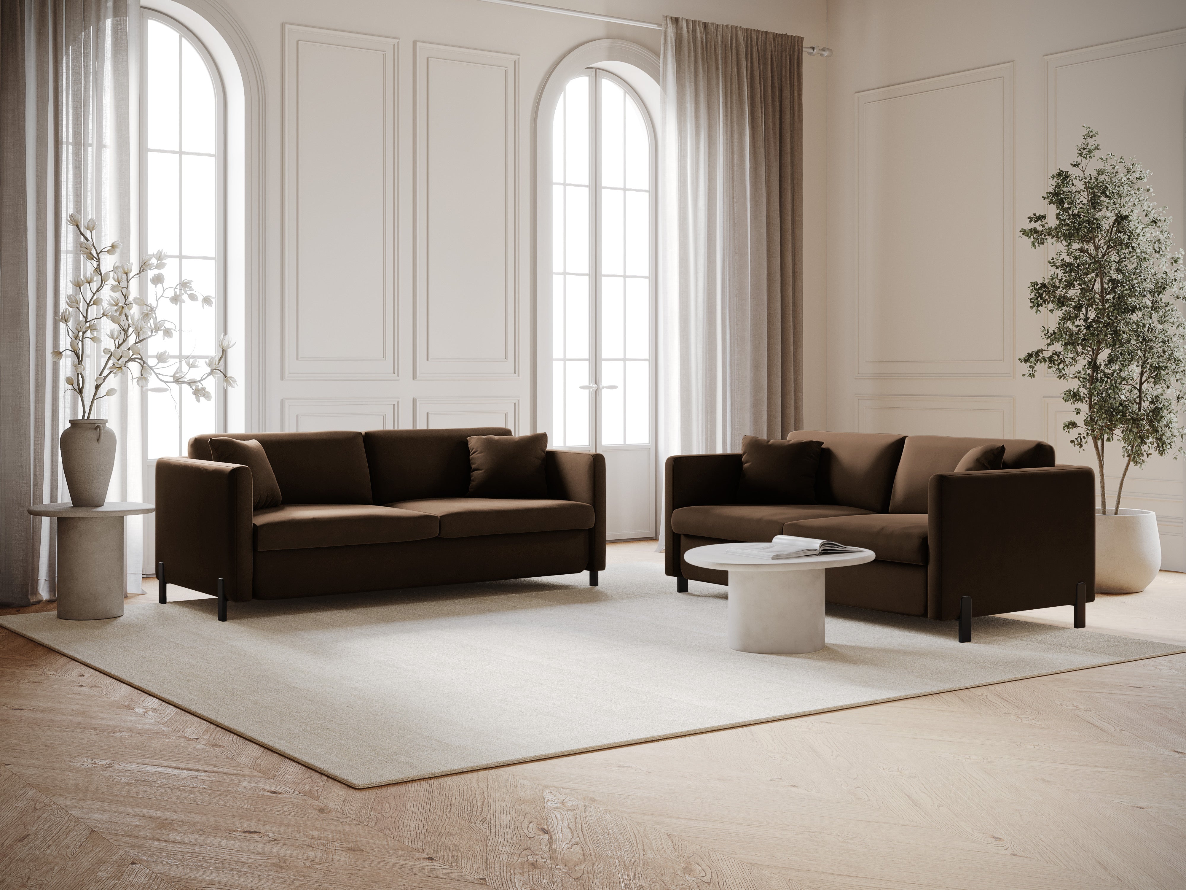 Velvet Sofa with Bed Function, "Gloria", 2 Seats, Chocolate, 182x102x80
Made in Europe