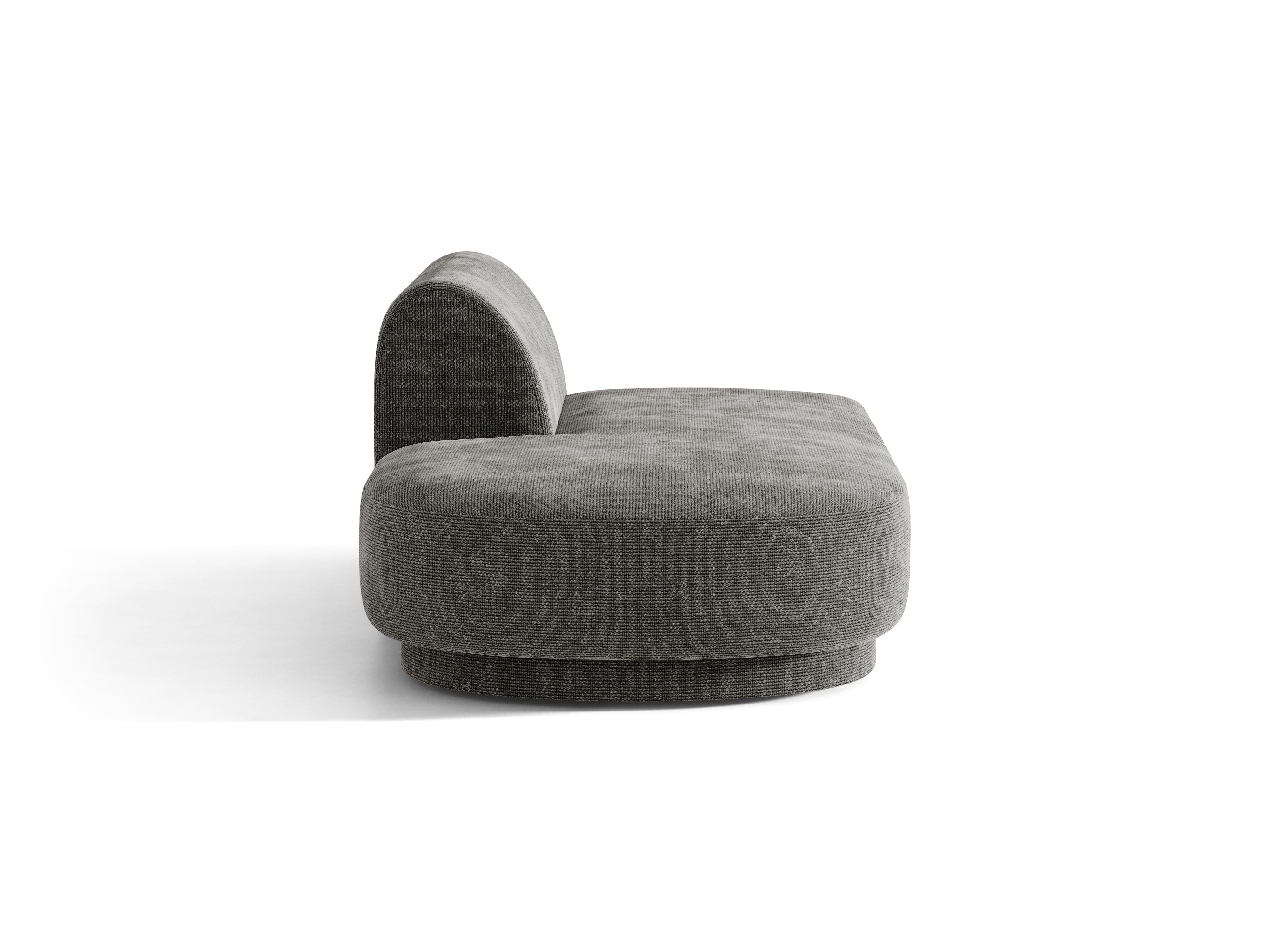 Szezlong 2-sitzig links MILEY graues seidiges Chenille