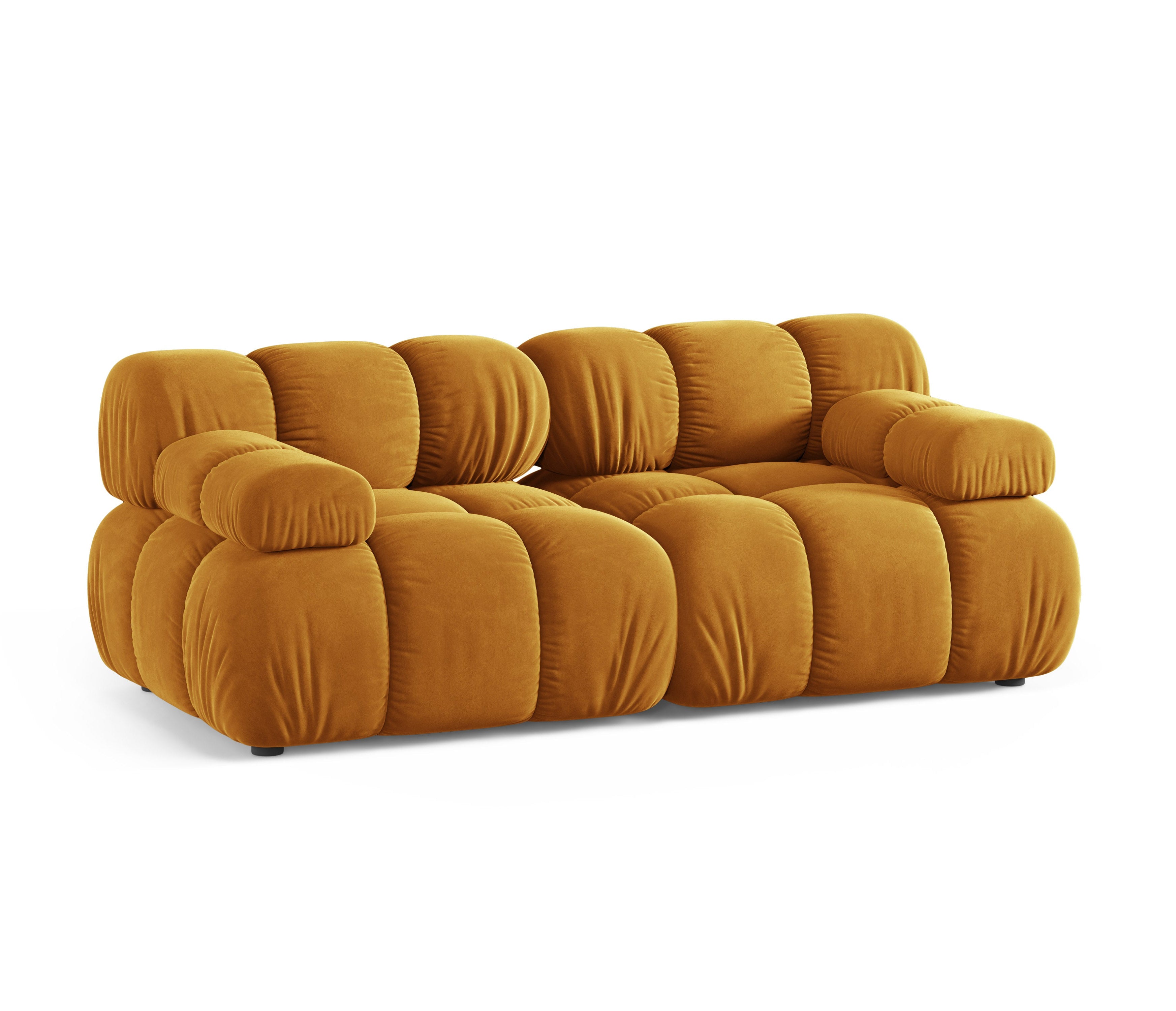 Modulares 2-Sitzer-Sofa BELLIS aus senfgelbem Samt