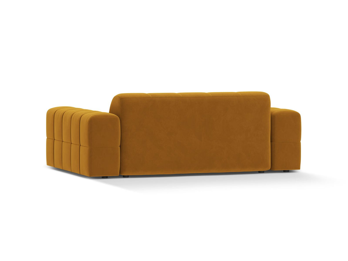 Sofa aksamitna 2-osobowa JENNIFER żółty Bluvel – ujęcie tylne