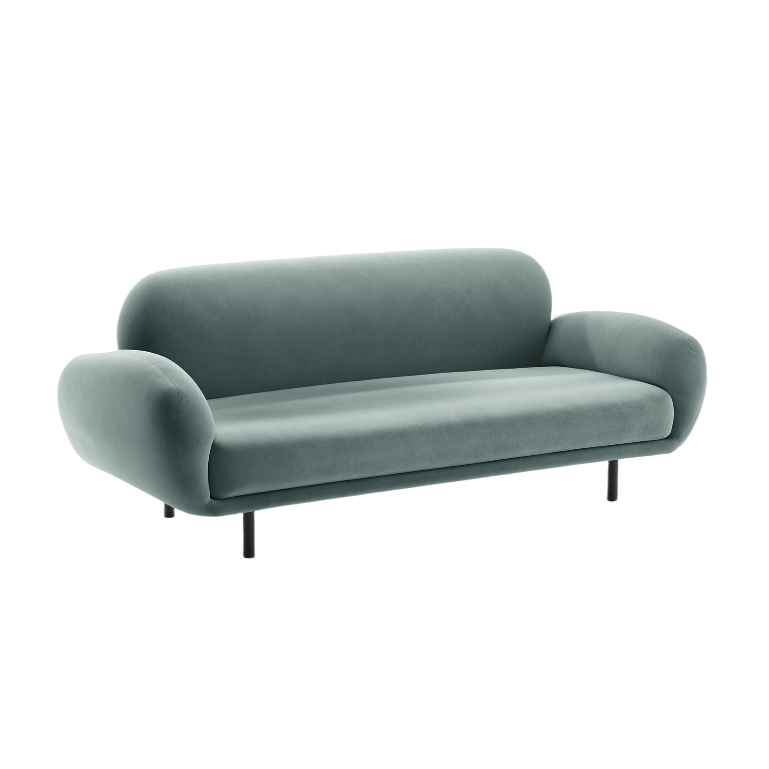 Velvet sofa 2.5-seater POPPY light blue