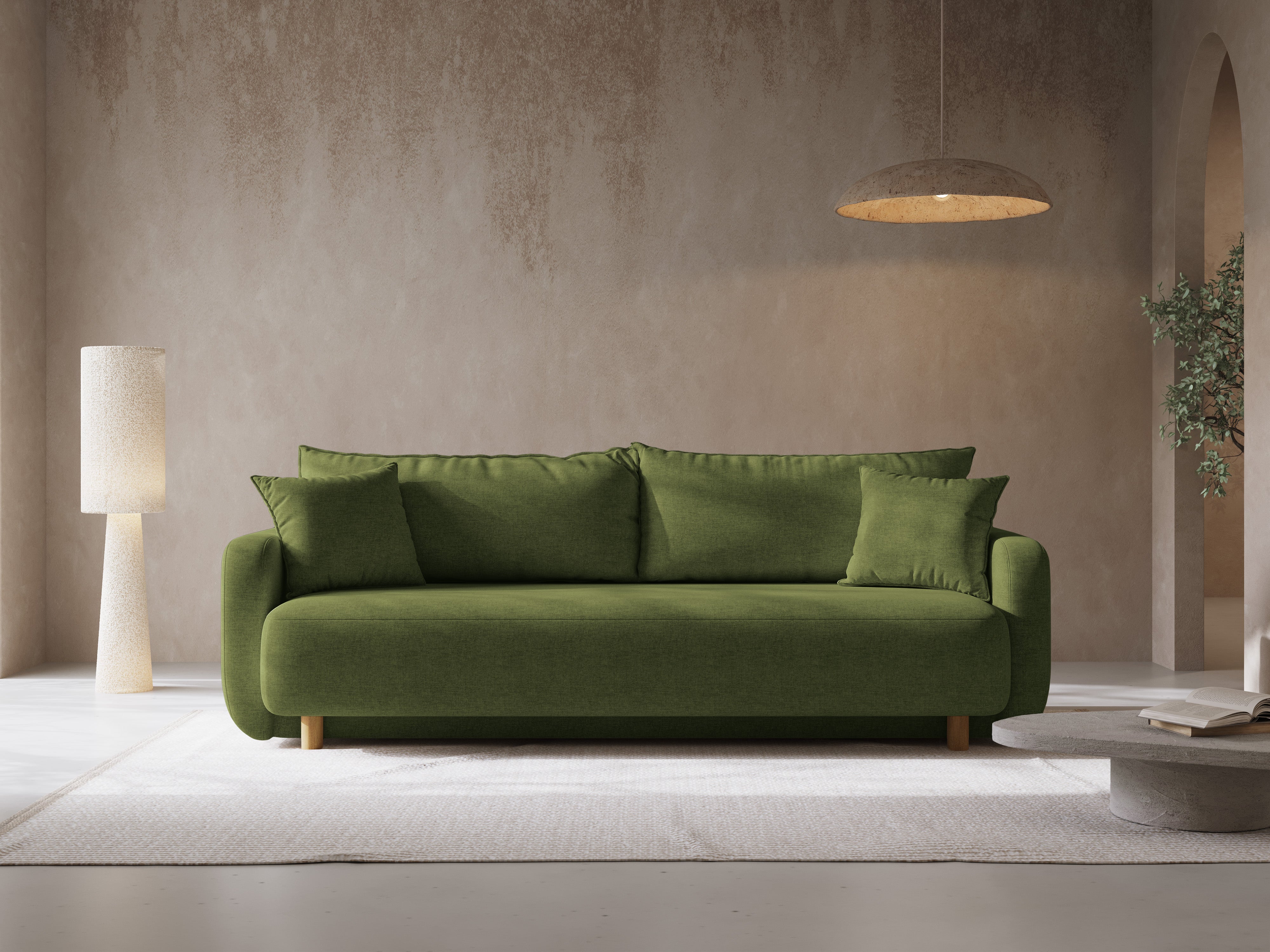 Sofa 3-Sitzer mit Schlaffunktion ELEN grün Chenille [Monika] [Julia spr]