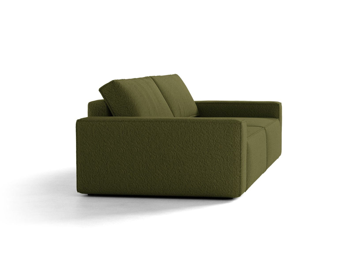 Sofa 3-osobowa z funkcją spania JODIE ciemna zieleń oliwkowa boucle – ujęcie 4
