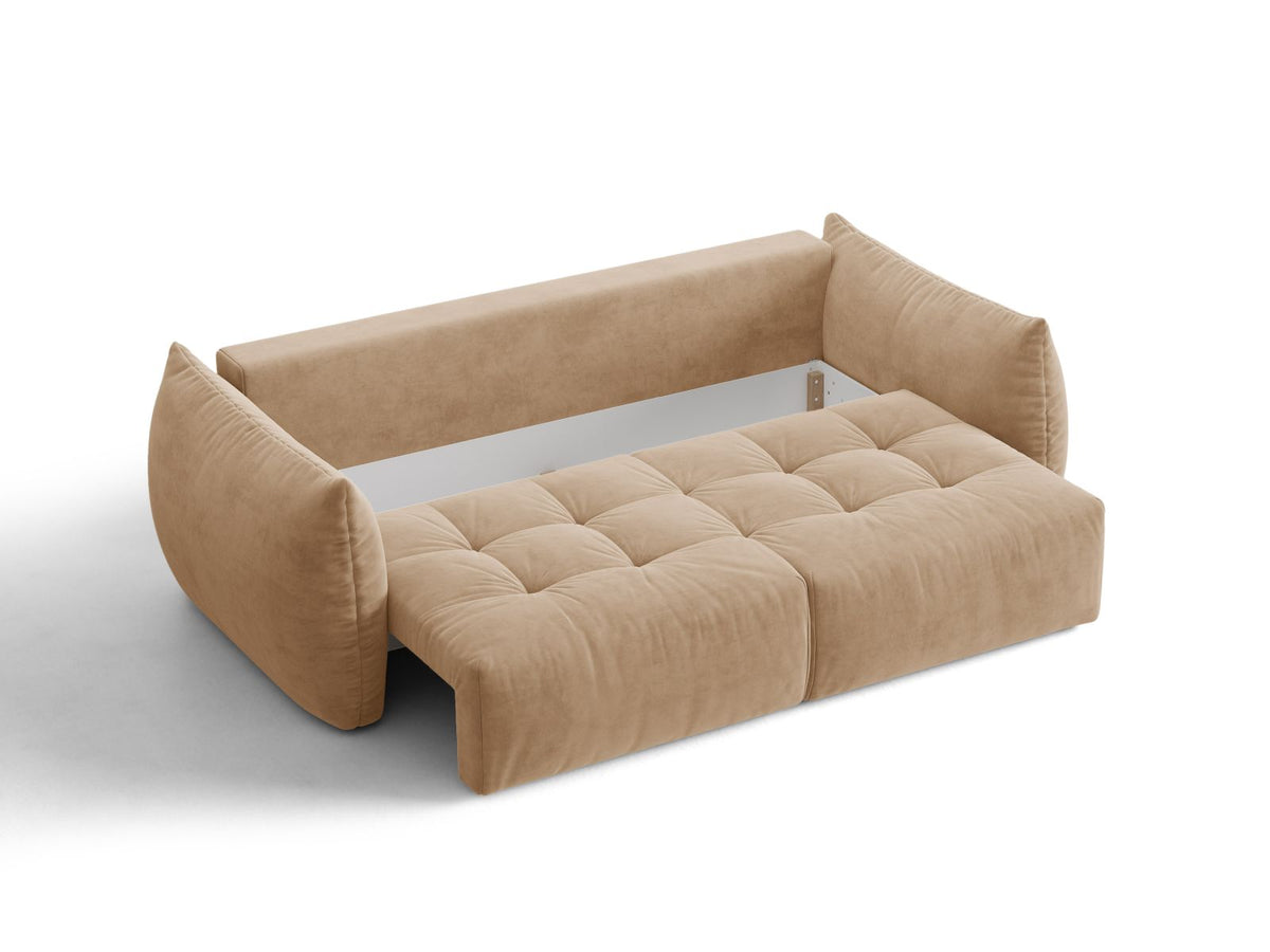 Sofa aksamitna 3-osobowa z funkcją spania BLOOM piaskowy – ujęcie 5