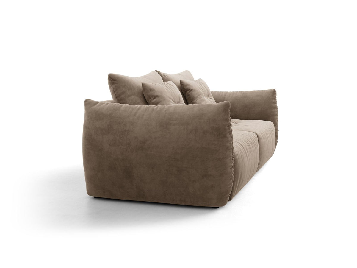 Sofa aksamitna 3-osobowa z funkcją spania BLOOM jasnobrązowy – ujęcie 3