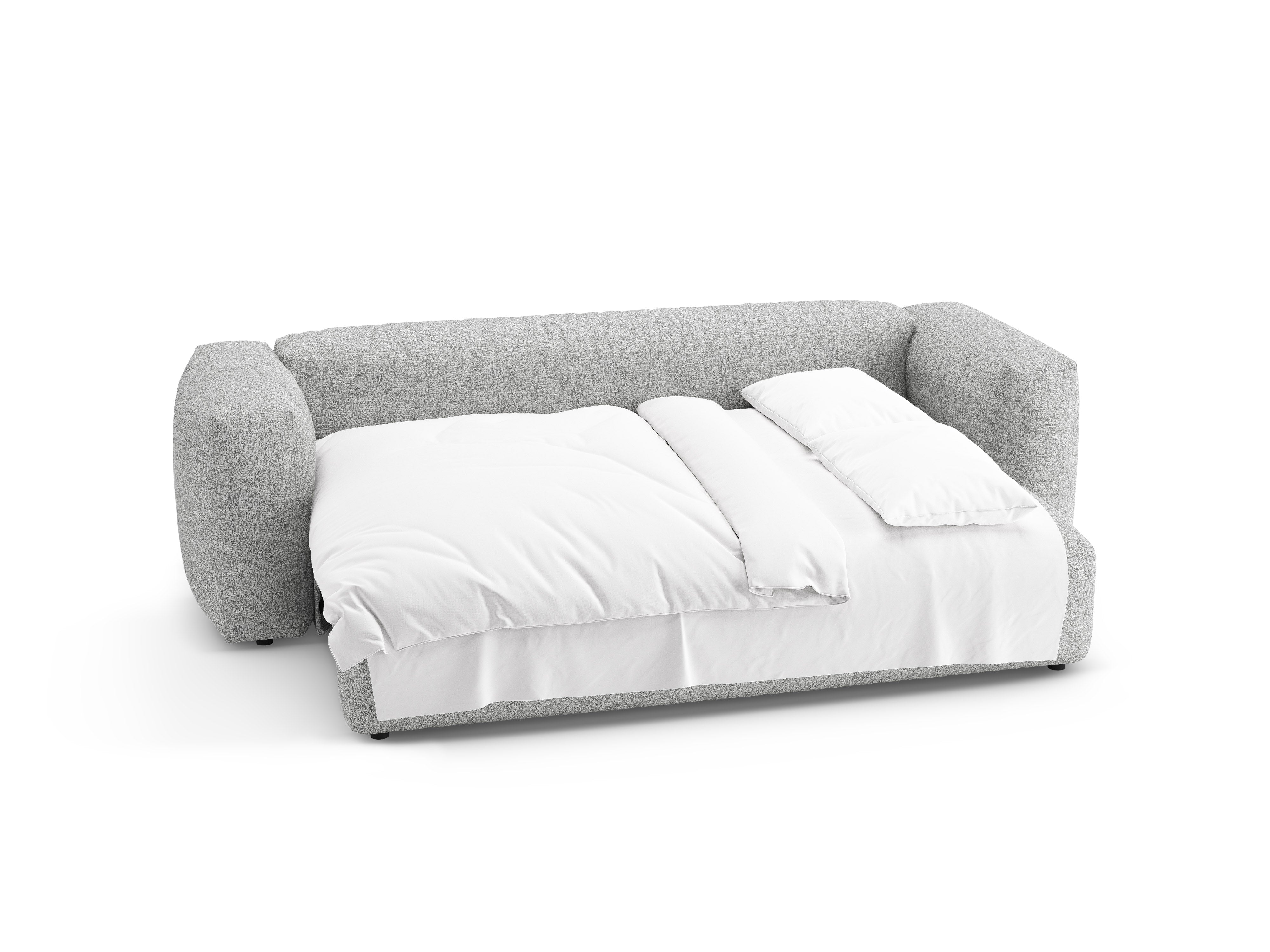 Sofa 3-sitzig mit Schlaffunktion MARTINA silbernes Boucle