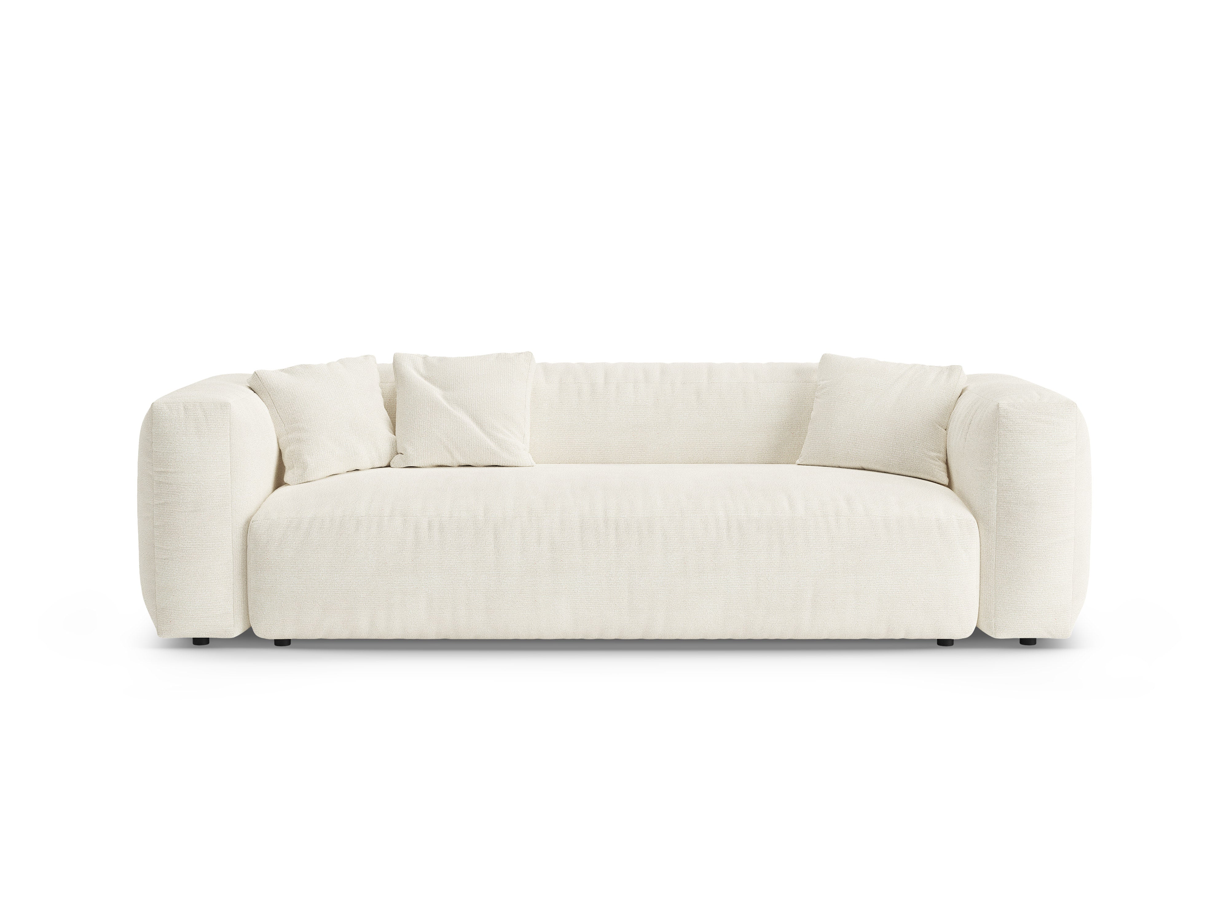 Sofa 3-Sitzer mit Schlaf-Funktion MARTINA Elfenbein Boucle