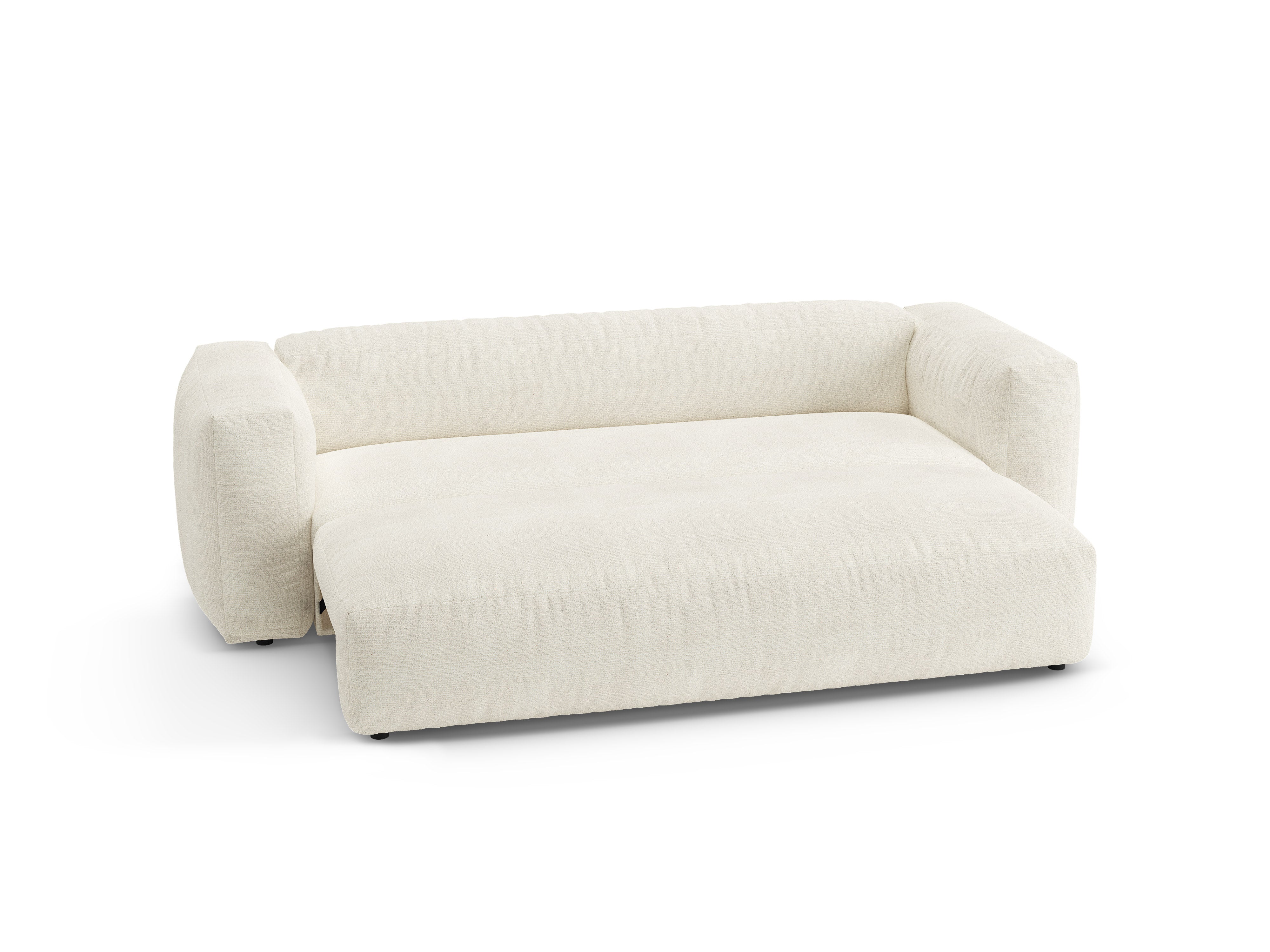 Sofa 3-Sitzer mit Schlaf-Funktion MARTINA Elfenbein Boucle