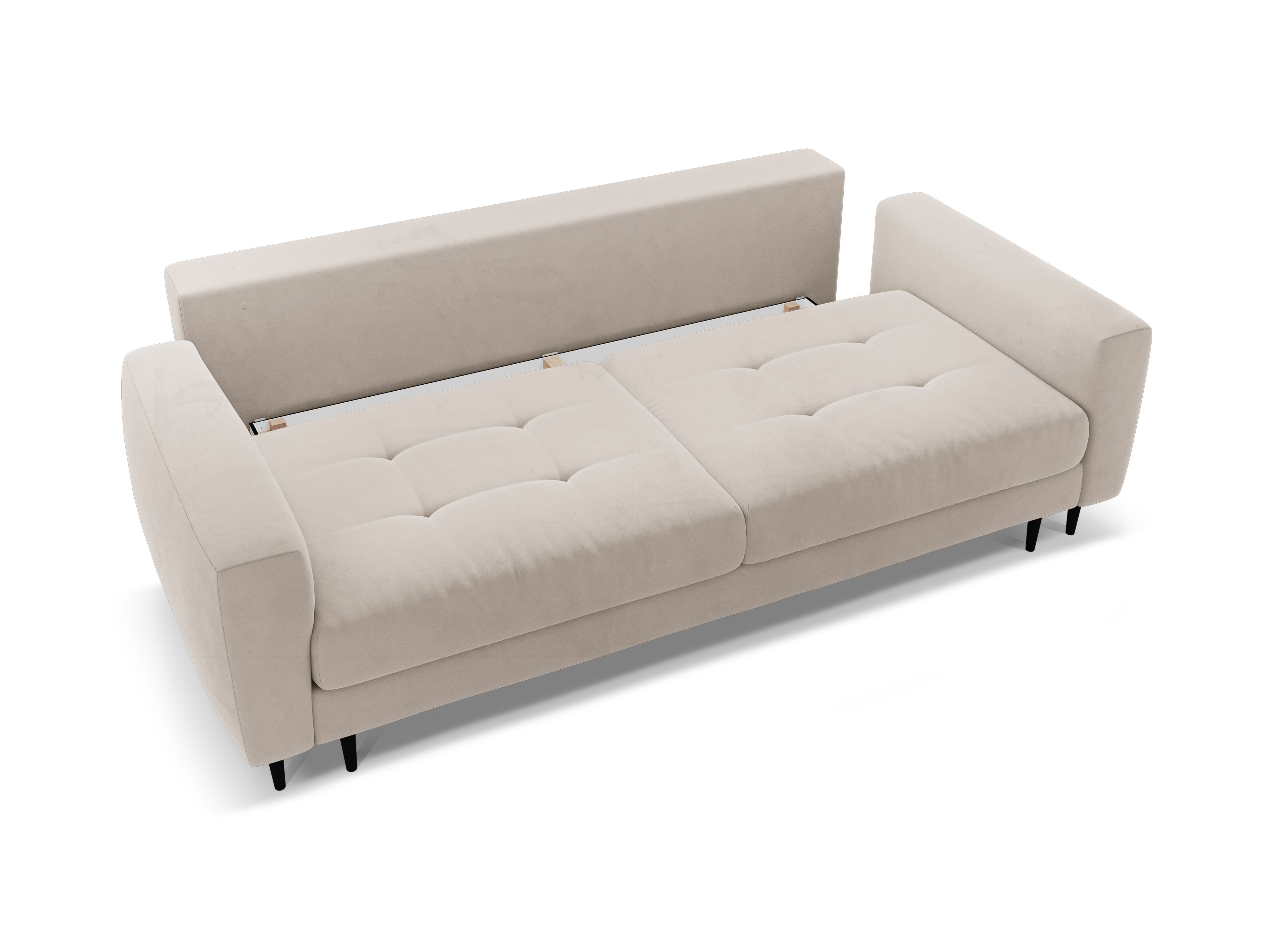 Sofa aus Samt für 3 Personen mit Schlaf-Funktion BEMY beige