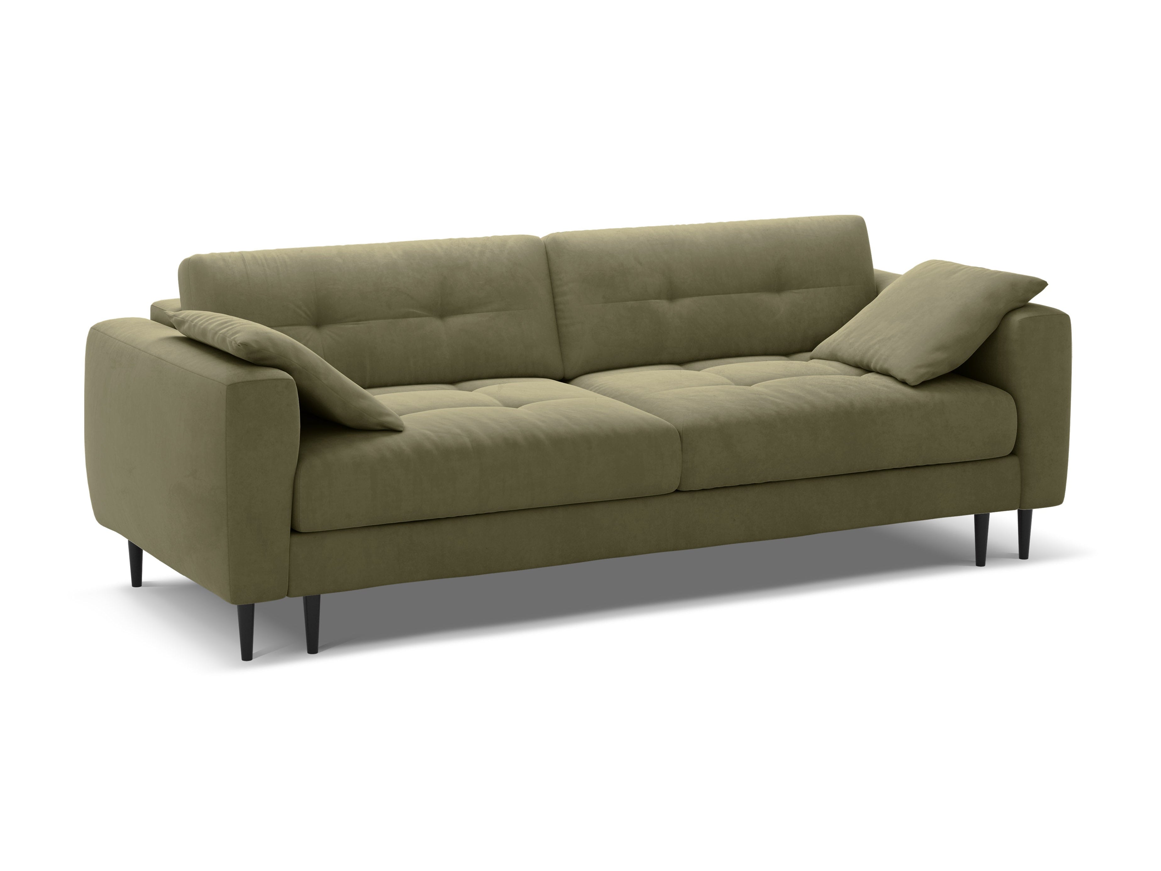 Sofa aus Samt für 3 Personen mit Schlaf-Funktion BEMY olivgrün
