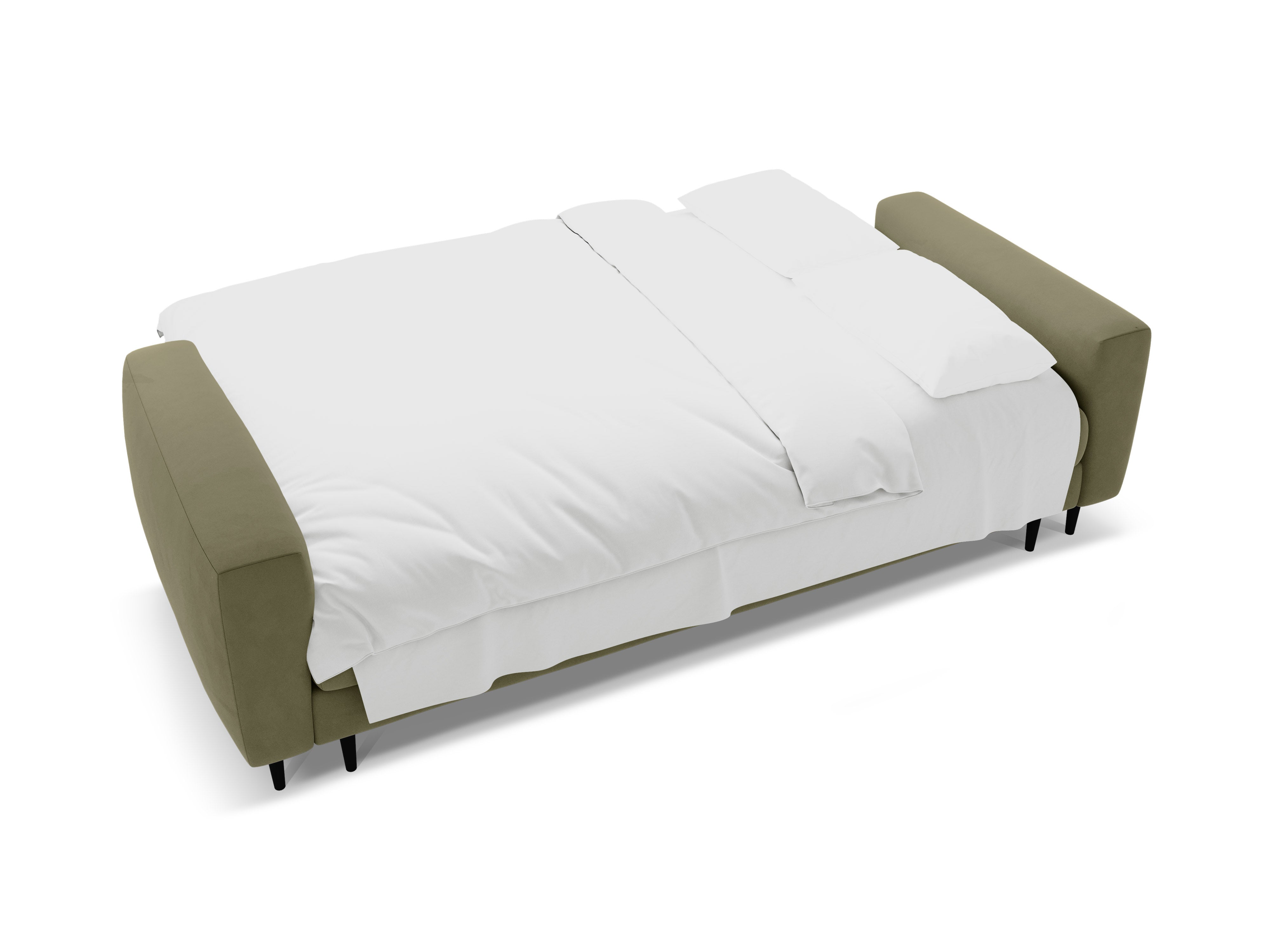 Sofa aus Samt für 3 Personen mit Schlaf-Funktion BEMY olivgrün