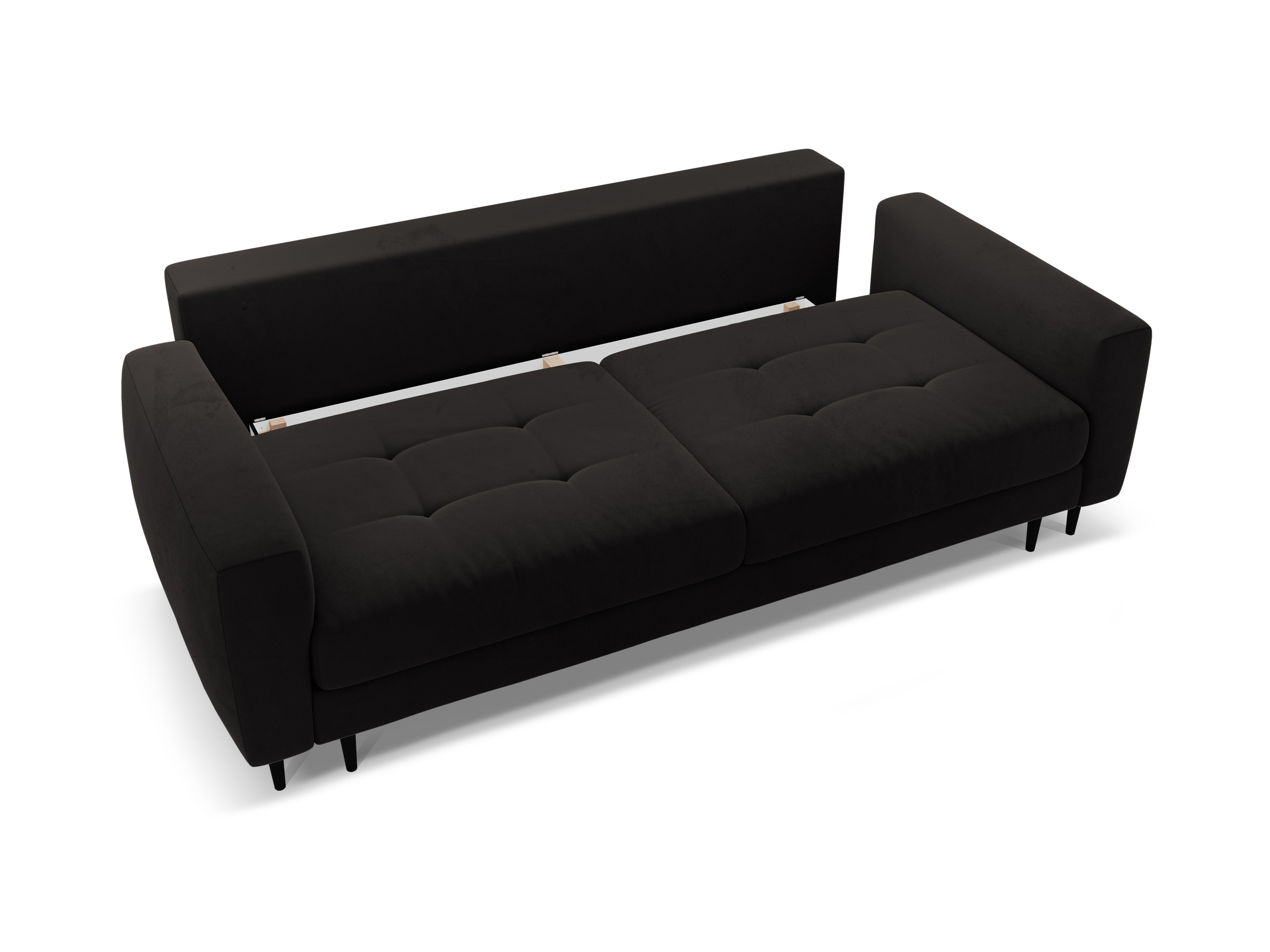 Sofa aus Samt für 3 Personen mit Schlaf-Funktion BEMY schwarz