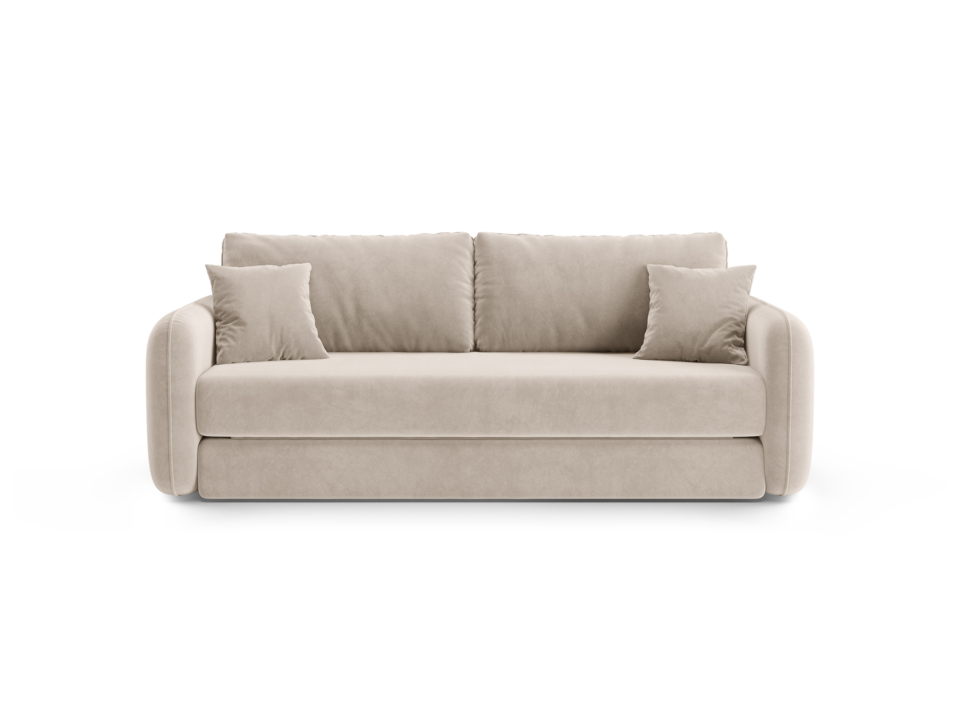 Sofa aus Samt 3-sitzig mit Schlaffunktion DORMI beige