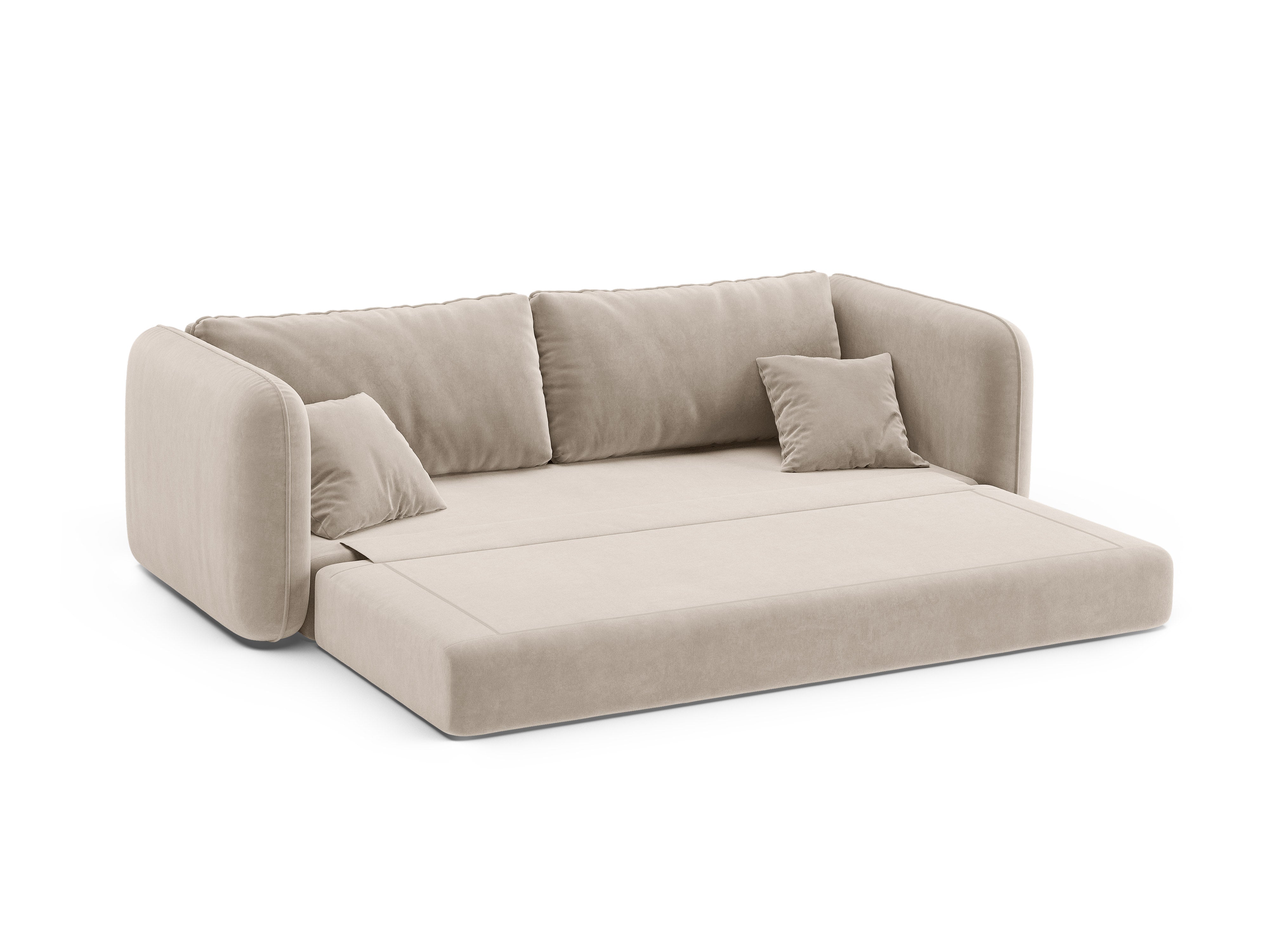 Sofa aus Samt 3-sitzig mit Schlaffunktion DORMI beige