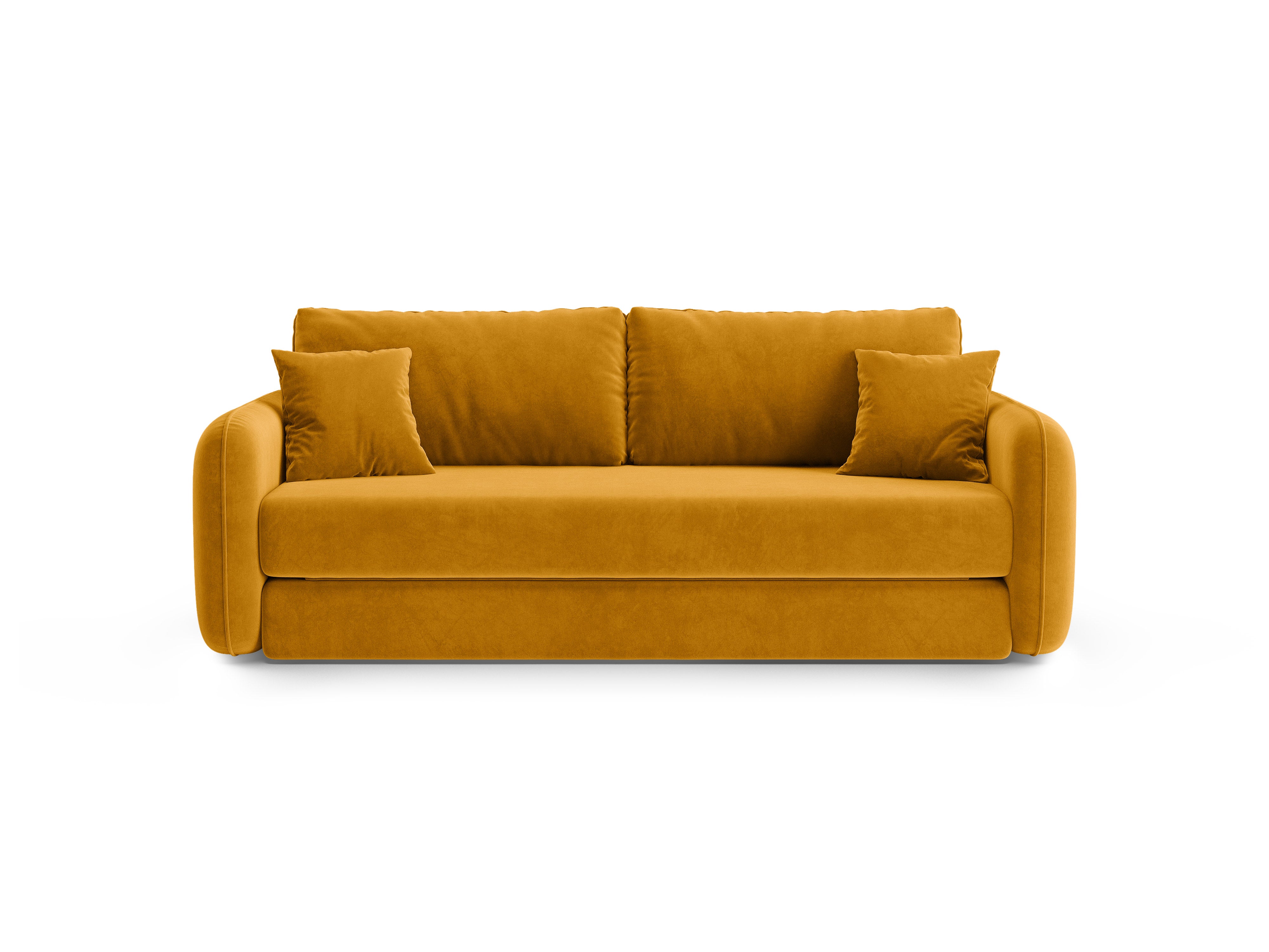 Sofa aus Samt 3-sitzig mit Schlaffunktion DORMI gelb