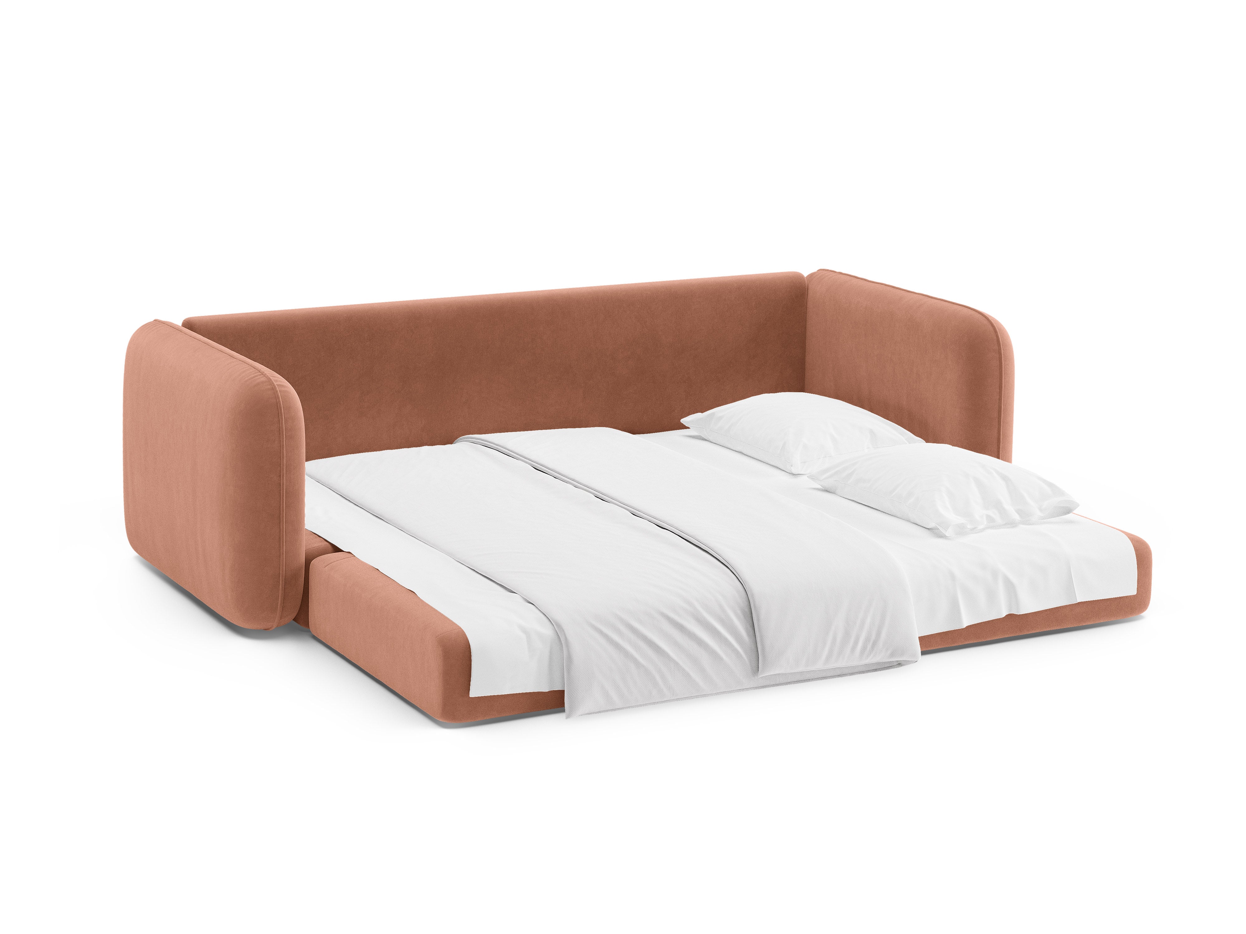 Velvet 3-Seater Sofa with Sleeping Function DORMI Pink