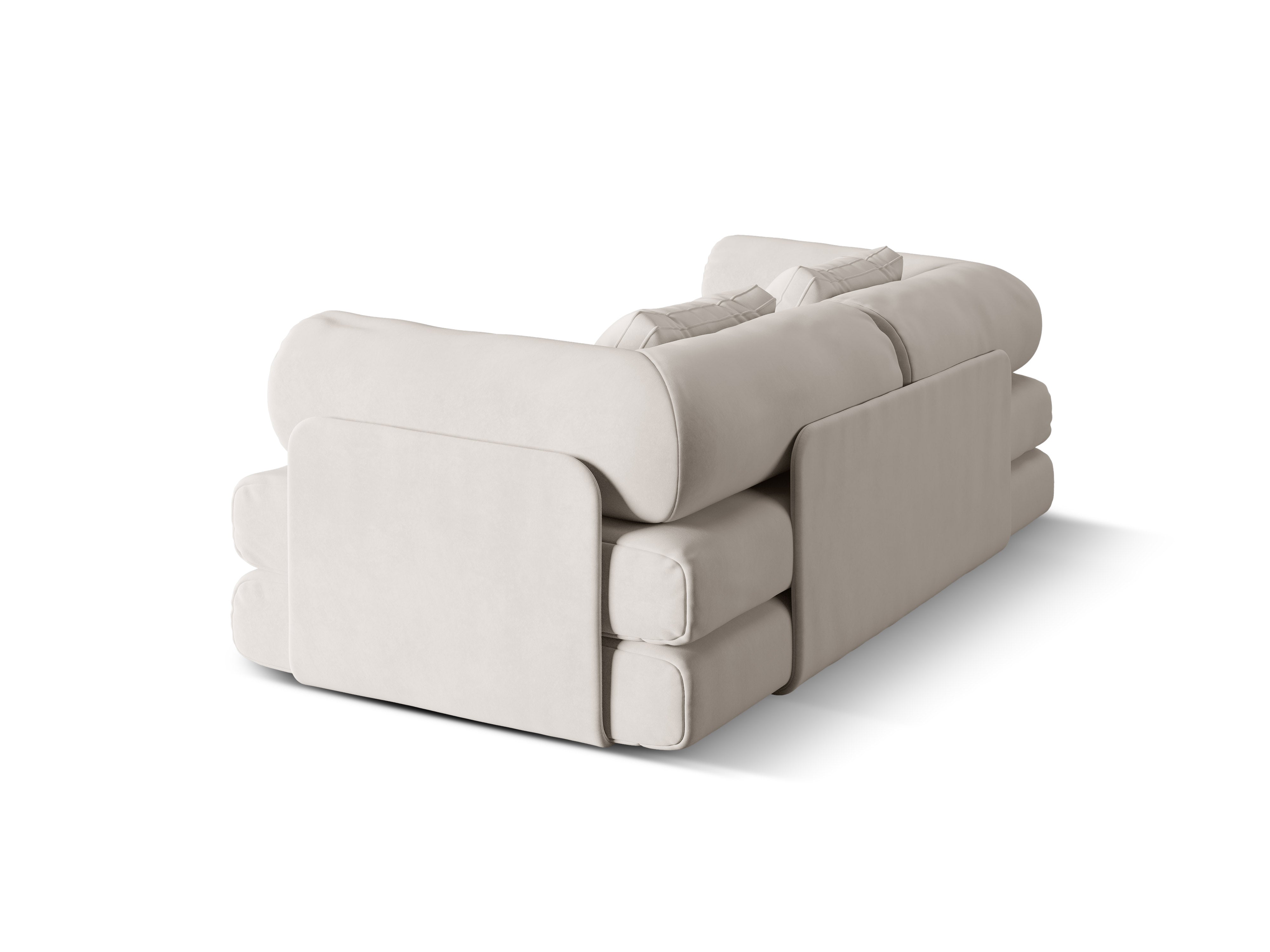 Dreamy Beige 3-Seater Velvet Sofa with Sleeping Function