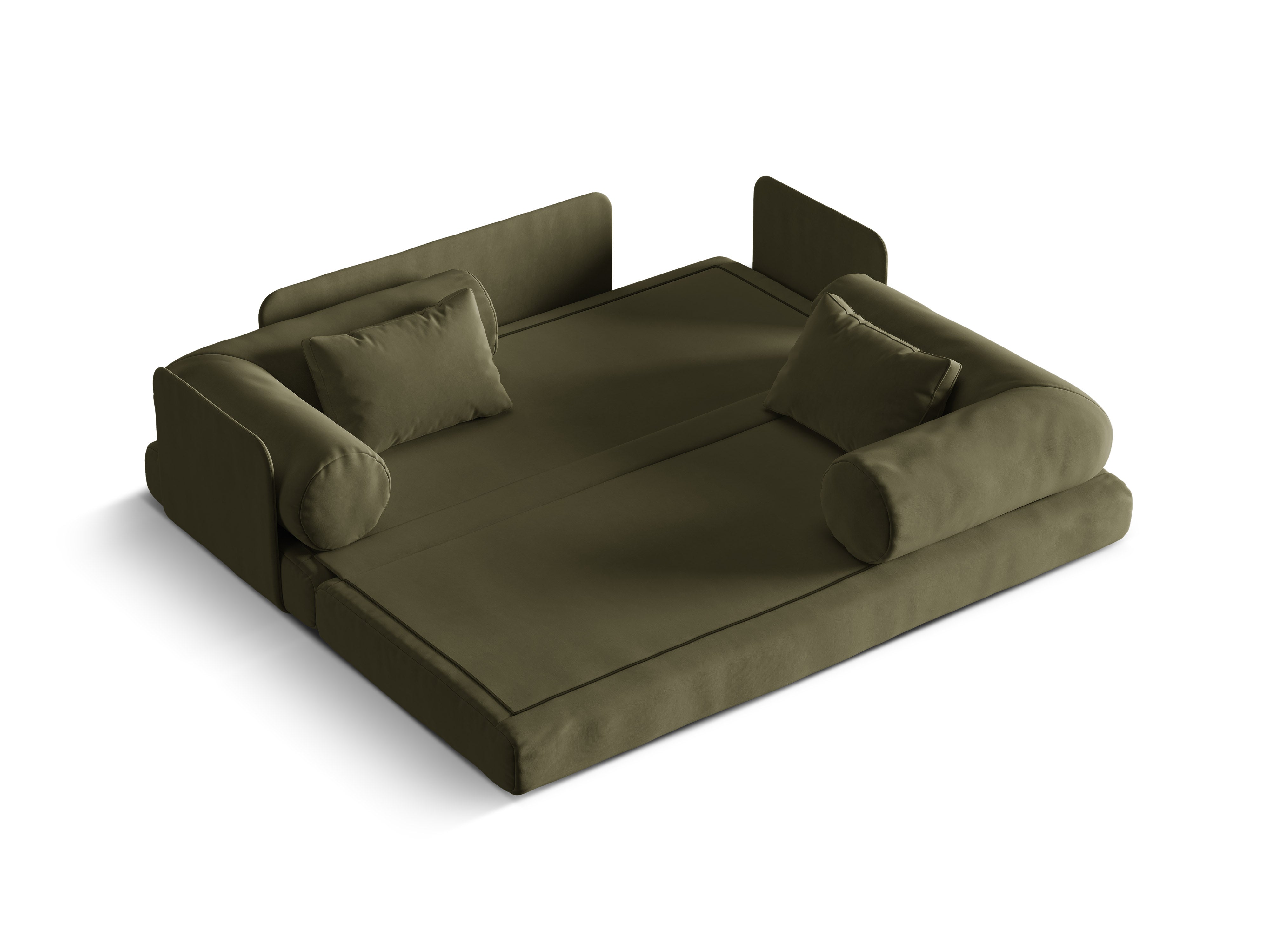 Dreamy Green Velvet 3-Seater Sofa with Sleeping Function