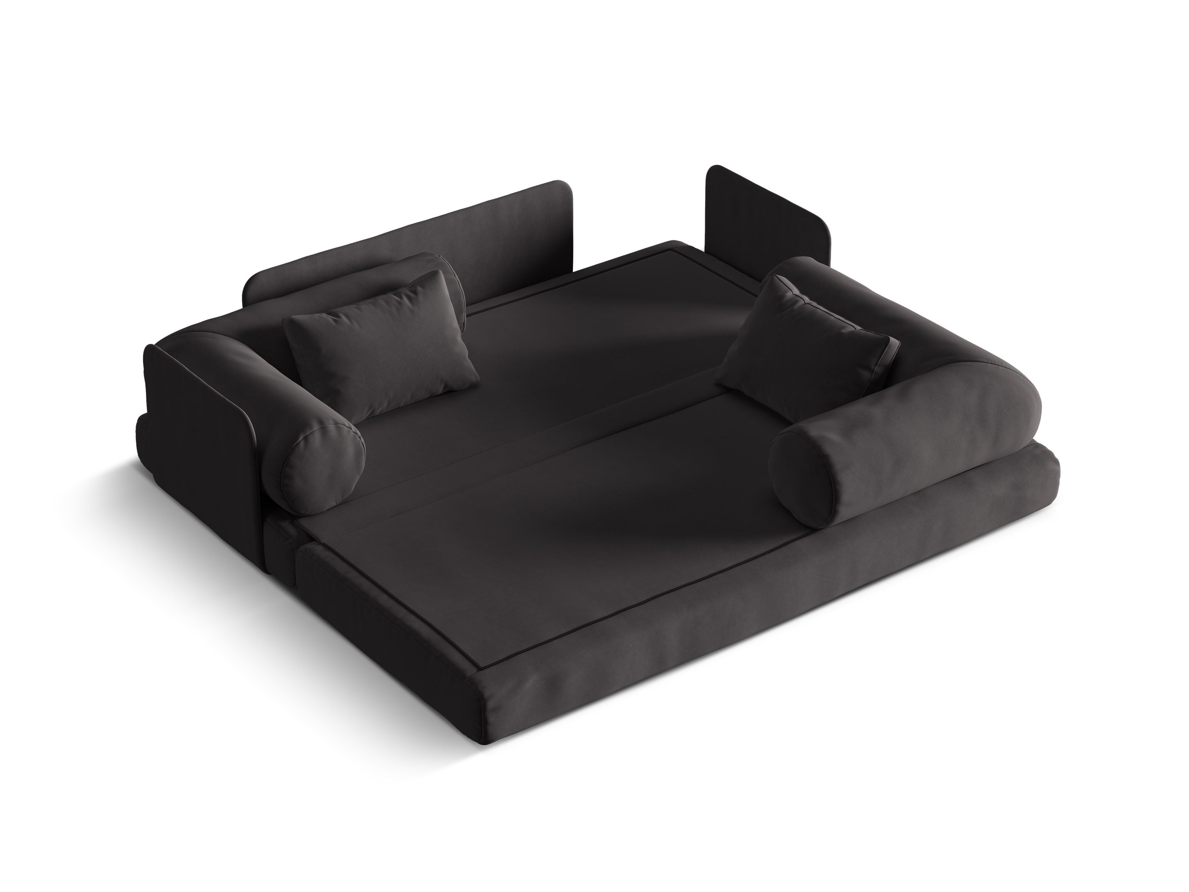 Dreamy Dark Gray Velvet 3-Seater Sofa with Sleeping Function