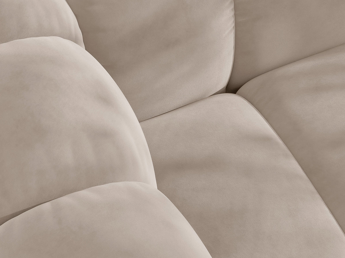 Sofa aksamitna 3-osobowa z funkcją spania LUPINE beżowy – ujęcie 6