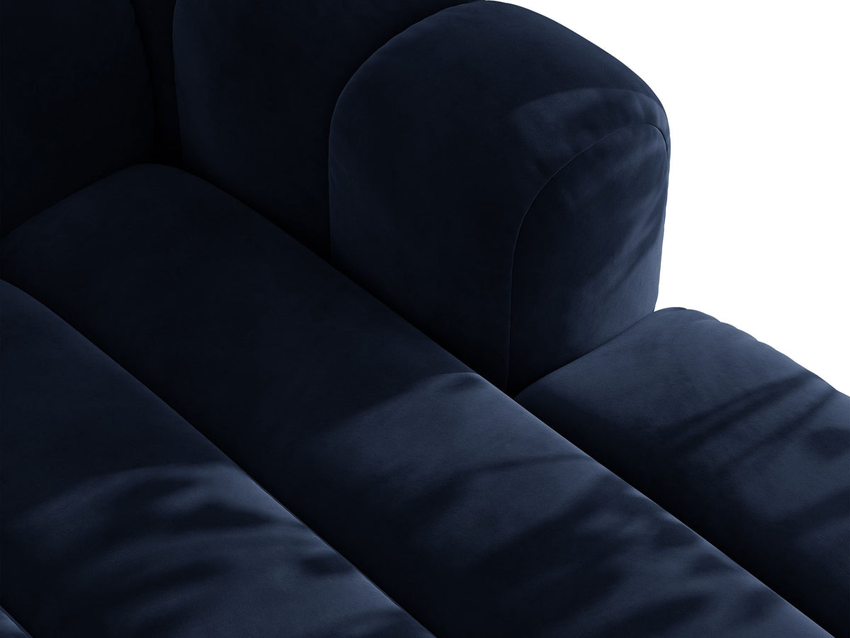 Sofa aksamitna 3-osobowa z funkcją spania LUPINE granatowy – ujęcie 7