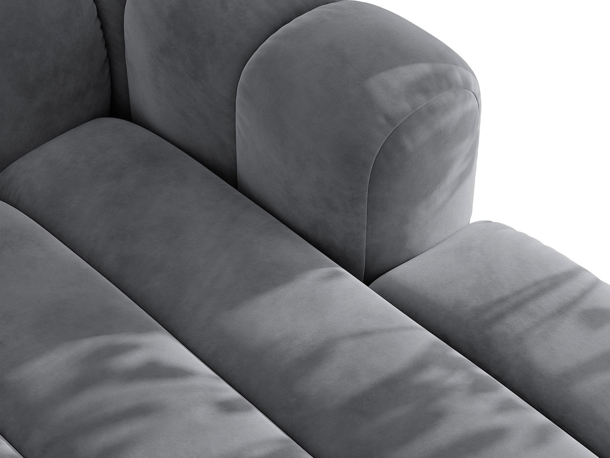 Sofa aksamitna 3-osobowa z funkcją spania LUPINE szary – ujęcie 7