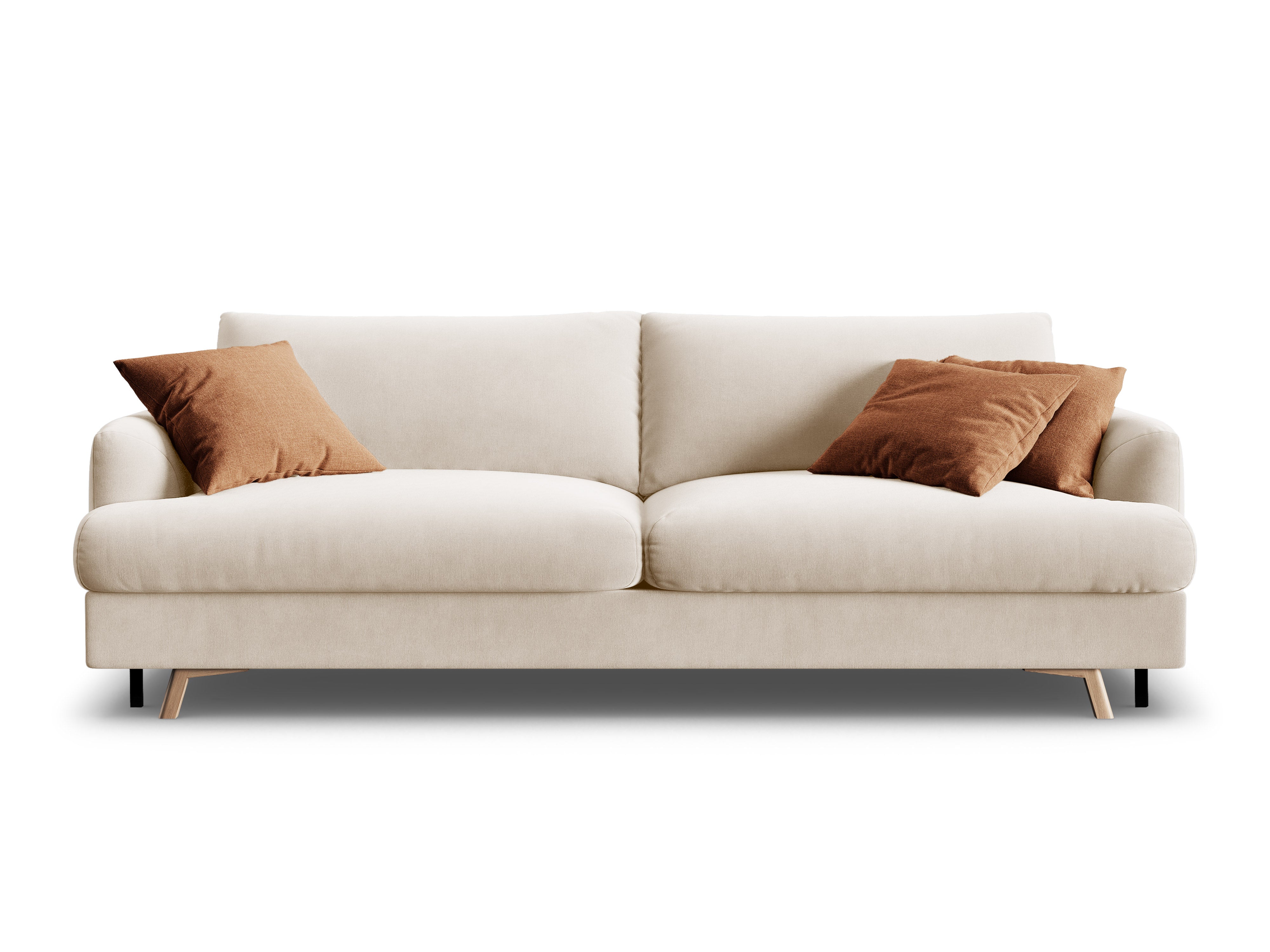 Sofa aus Samt 3-sitzig mit Schlaf-Funktion NAOMI beige