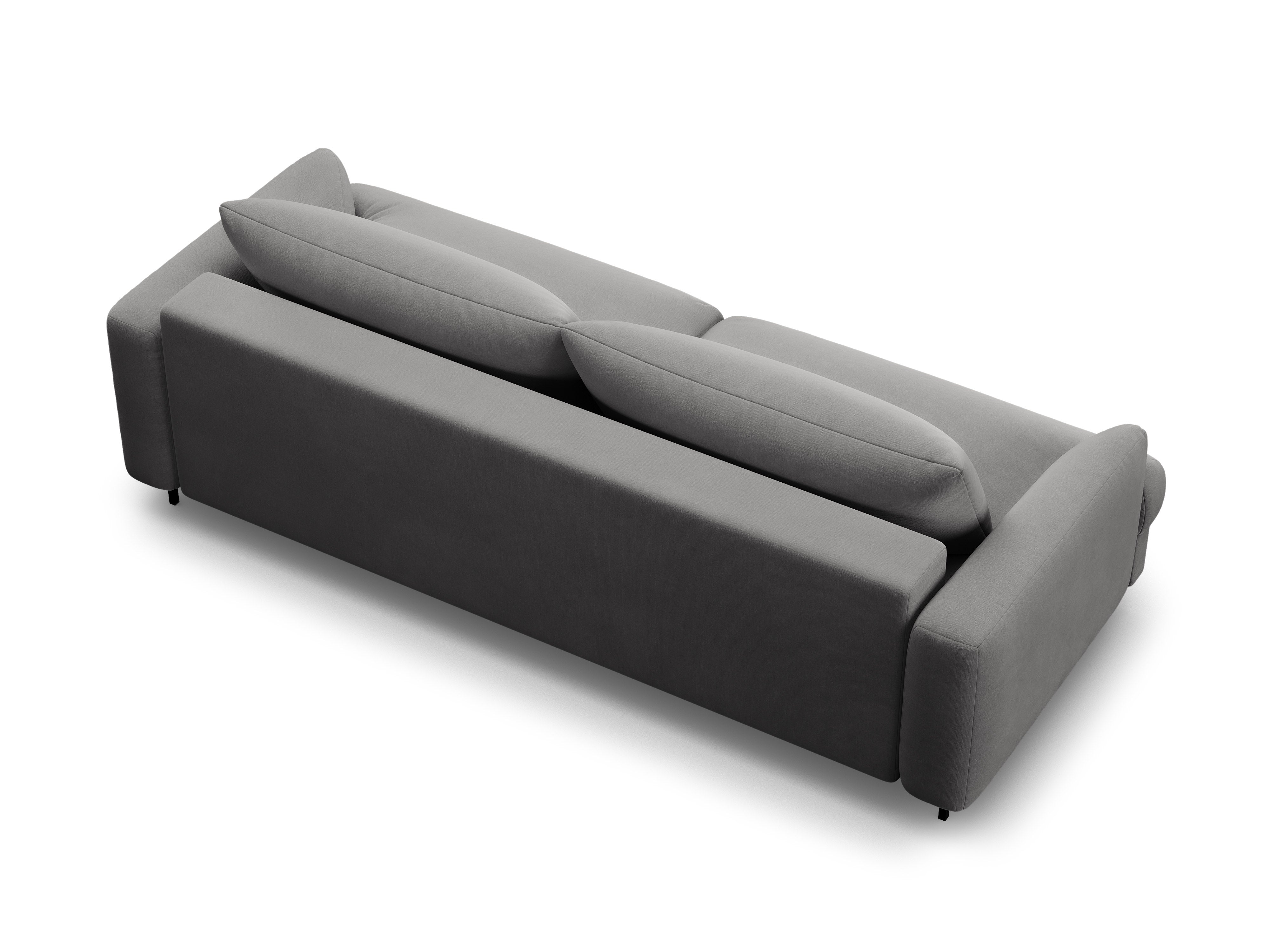 Sofa aus Samt 3-sitzig mit Schlaffunktion NAOMI grau
