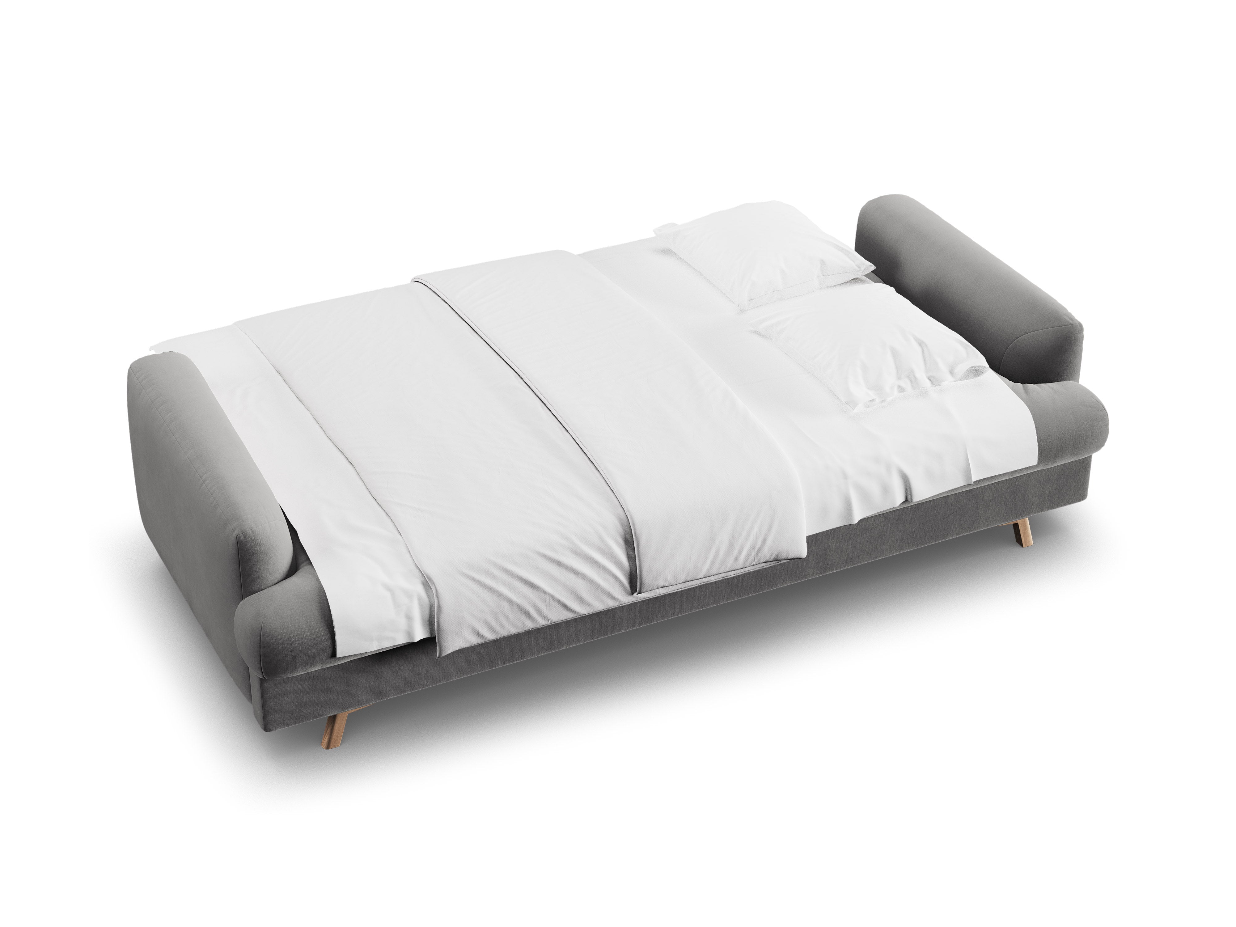 Sofa aus Samt 3-sitzig mit Schlaffunktion NAOMI grau